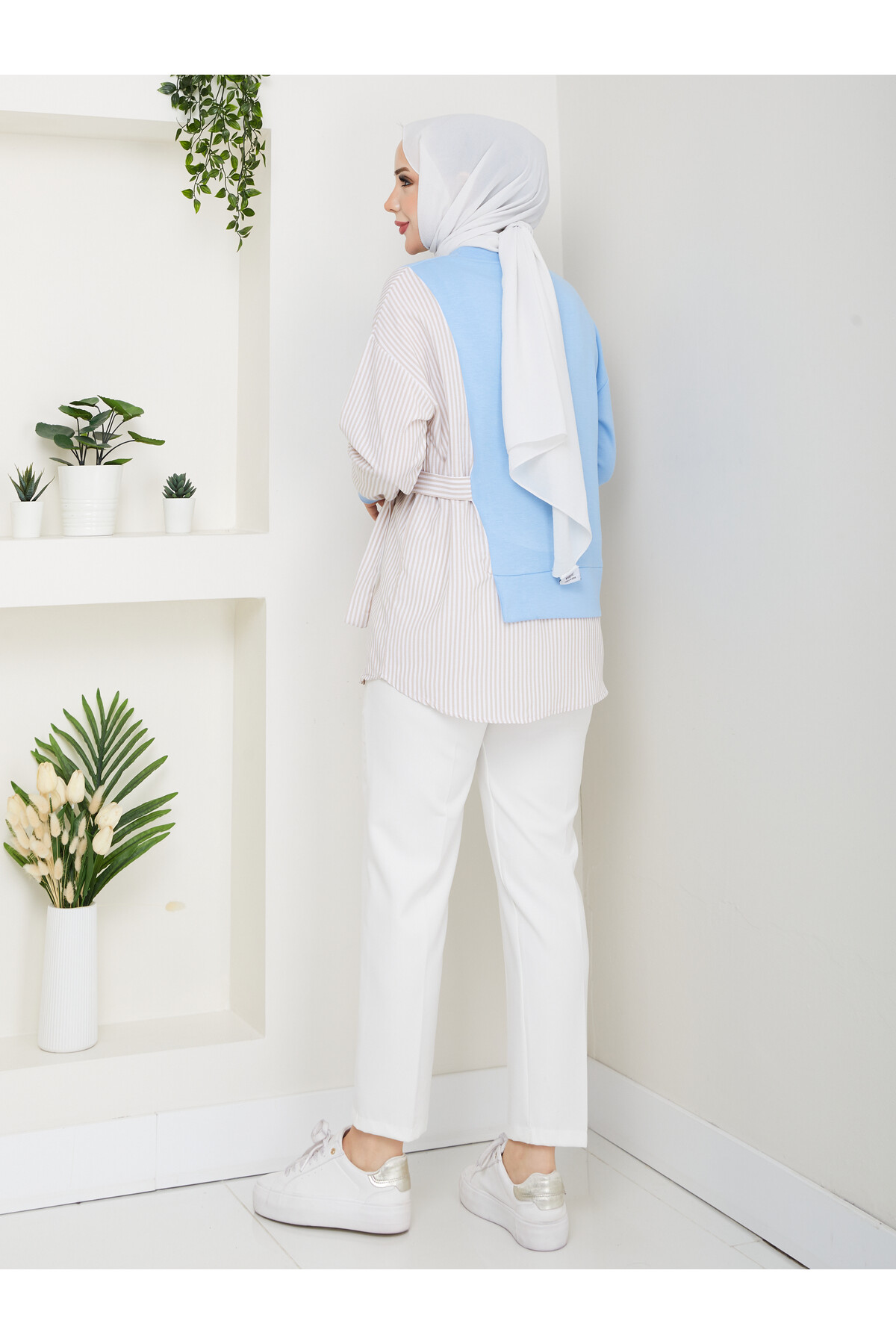 GARNİLİ BAĞLAMALI TUNİK-MAVİ