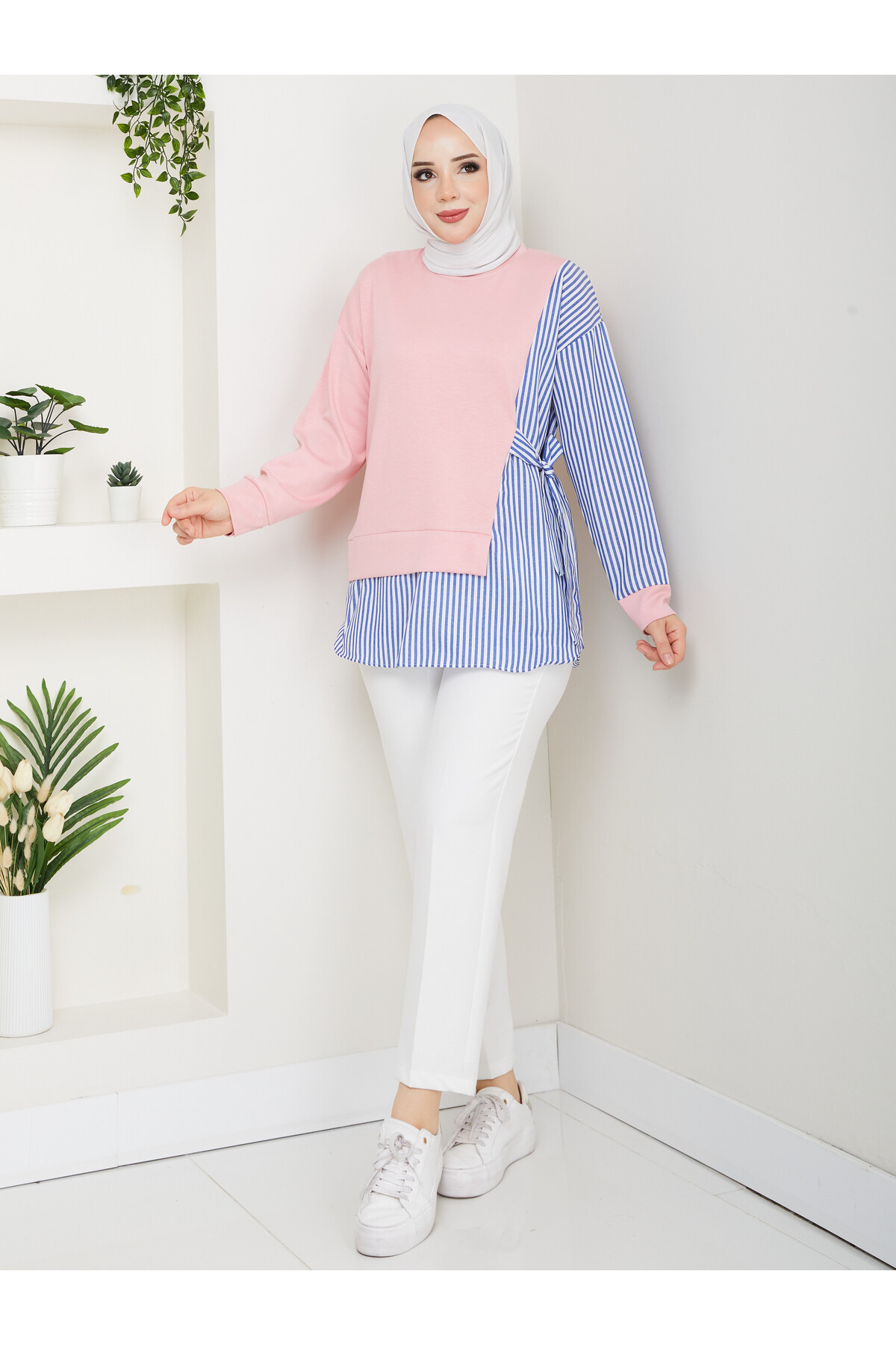 GARNİLİ BAĞLAMALI TUNİK-PEMBE