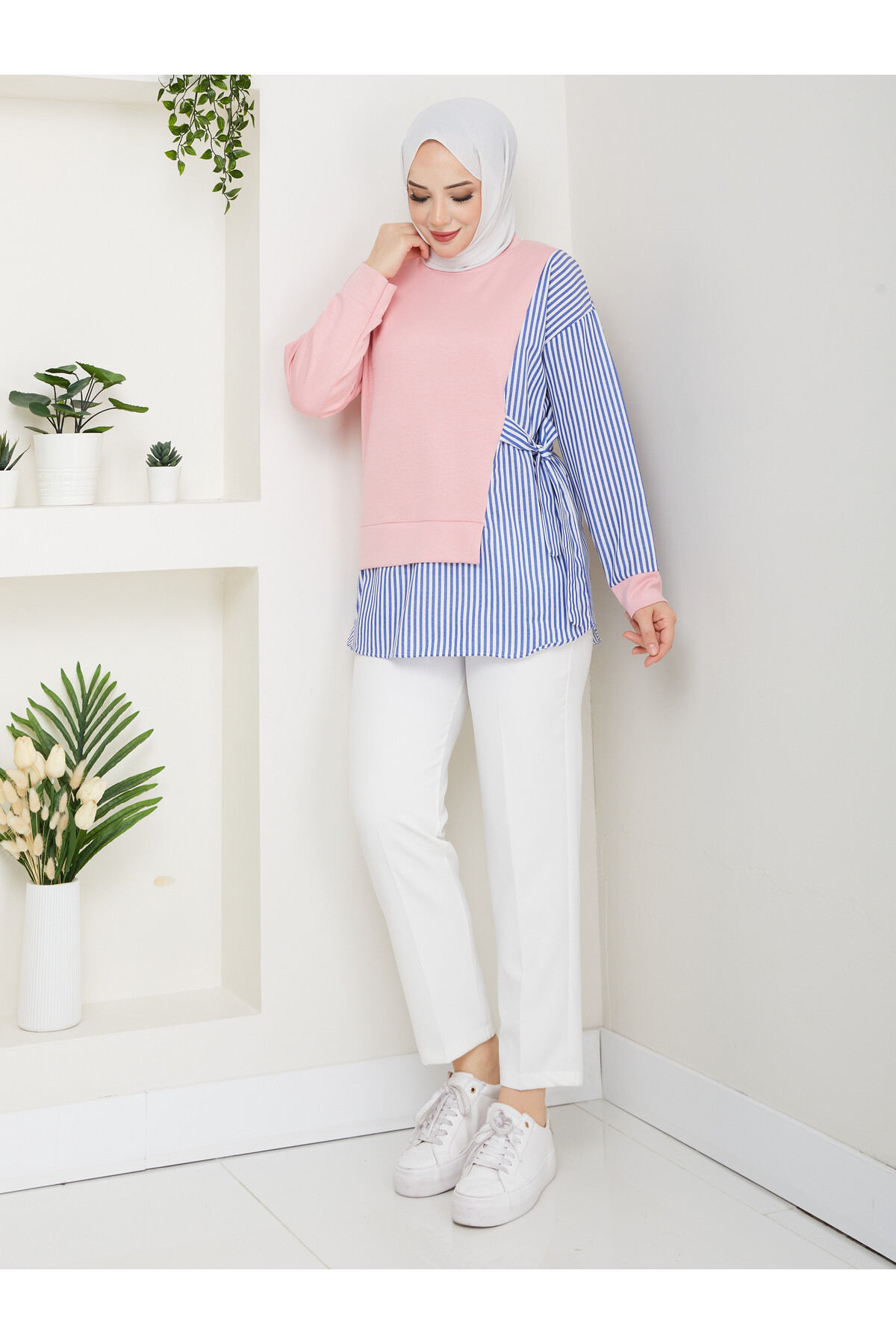 GARNİLİ BAĞLAMALI TUNİK-PEMBE