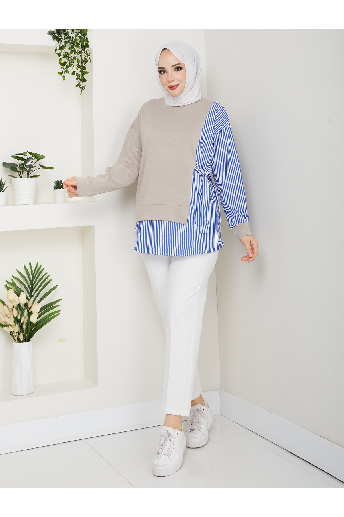 GARNİLİ BAĞLAMALI TUNİK- TAŞ