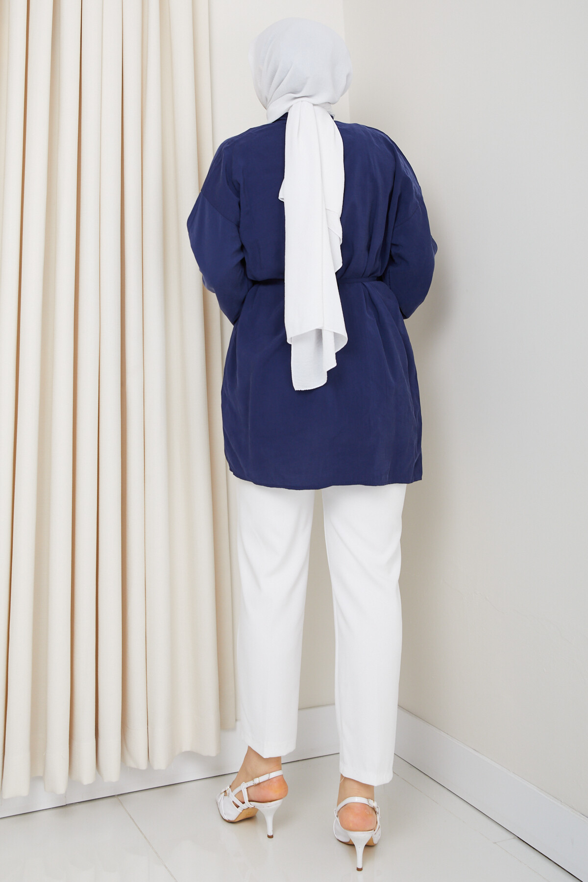 İP BAĞLAMALI MODAL GÖMLEK-LACİVERT