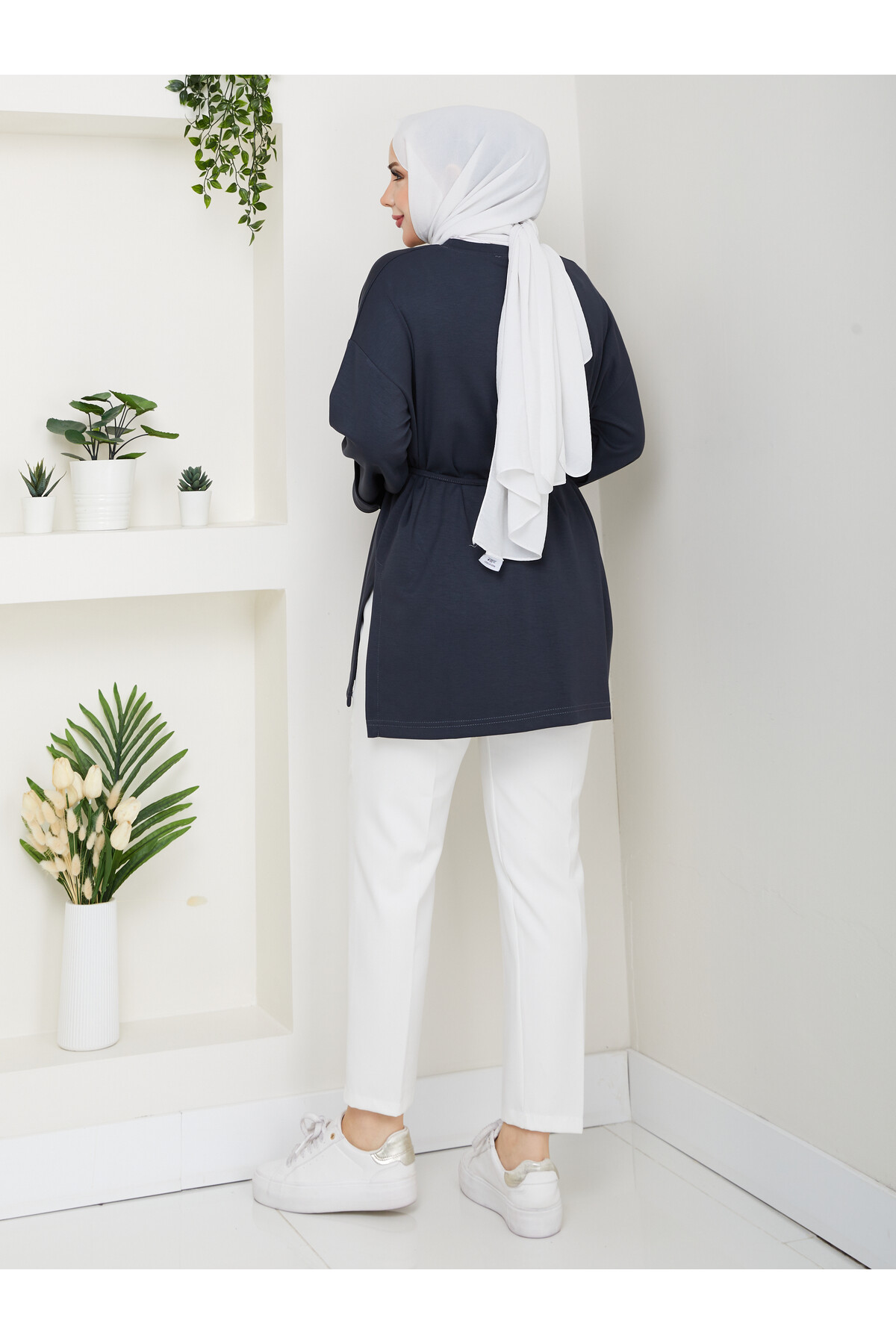 İP BAĞLAMALI  OYSHO YIRTMAÇLI TÜNİK -ANTRASİT