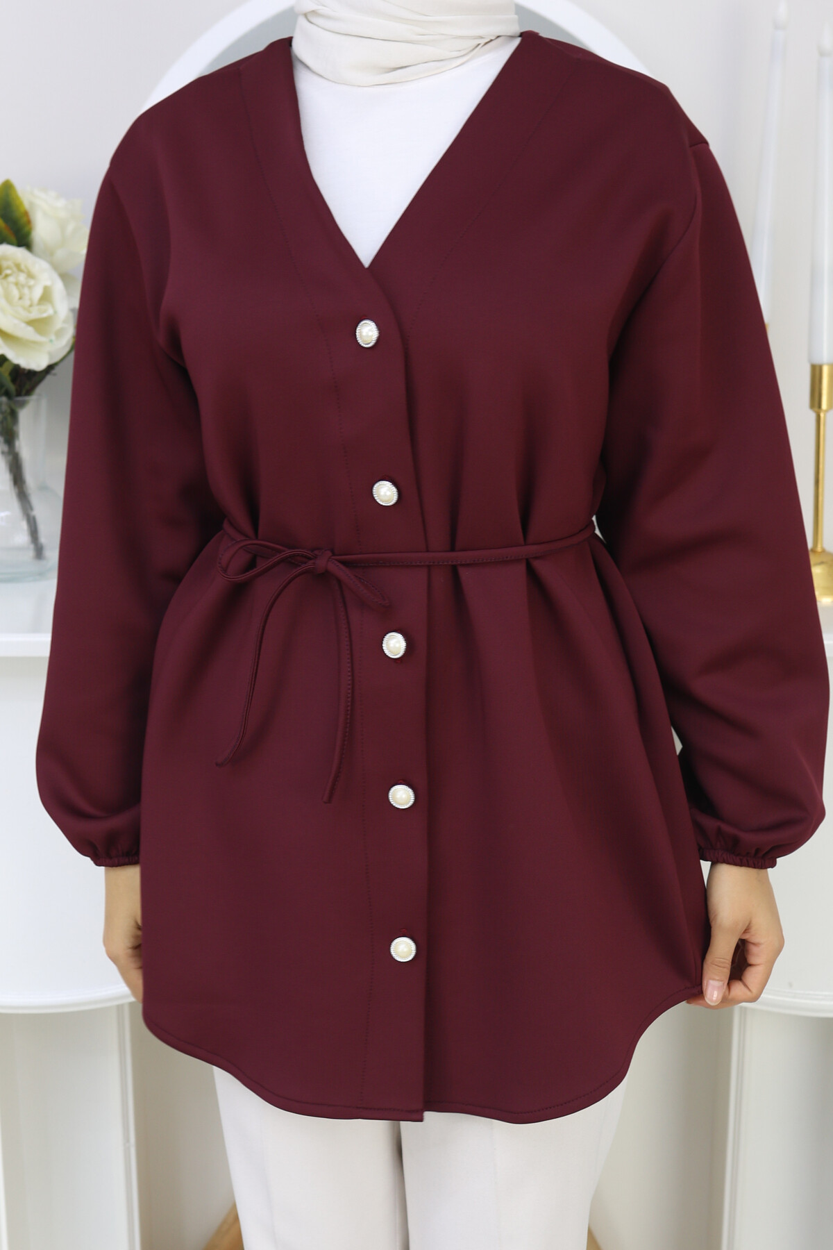 İP BAĞLAMALI SCUBA CEKET - BORDO