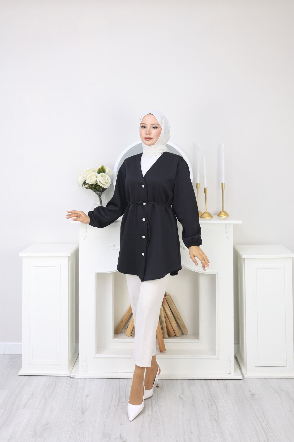 İP BAĞLAMALI SCUBA CEKET - SİYAH