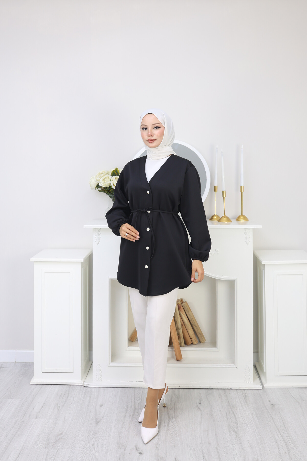 İP BAĞLAMALI SCUBA CEKET - SİYAH