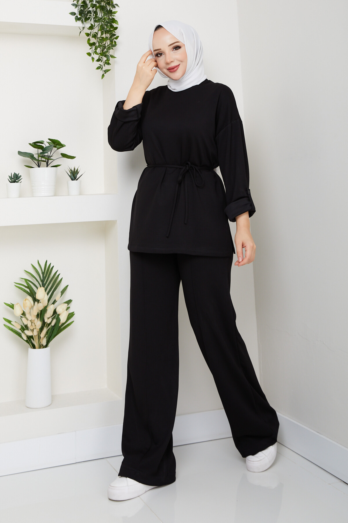 İp Bağlamalı Takım Siyah