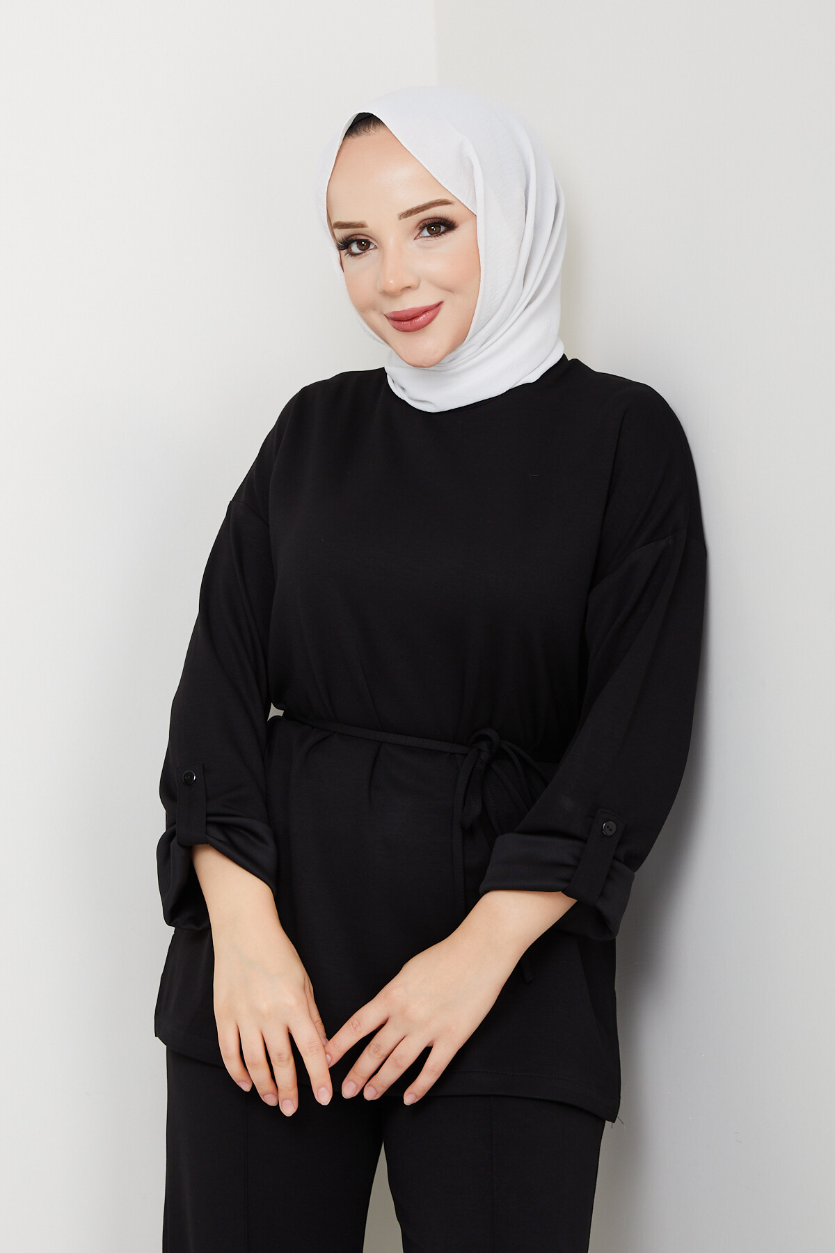 İp Bağlamalı Takım Siyah