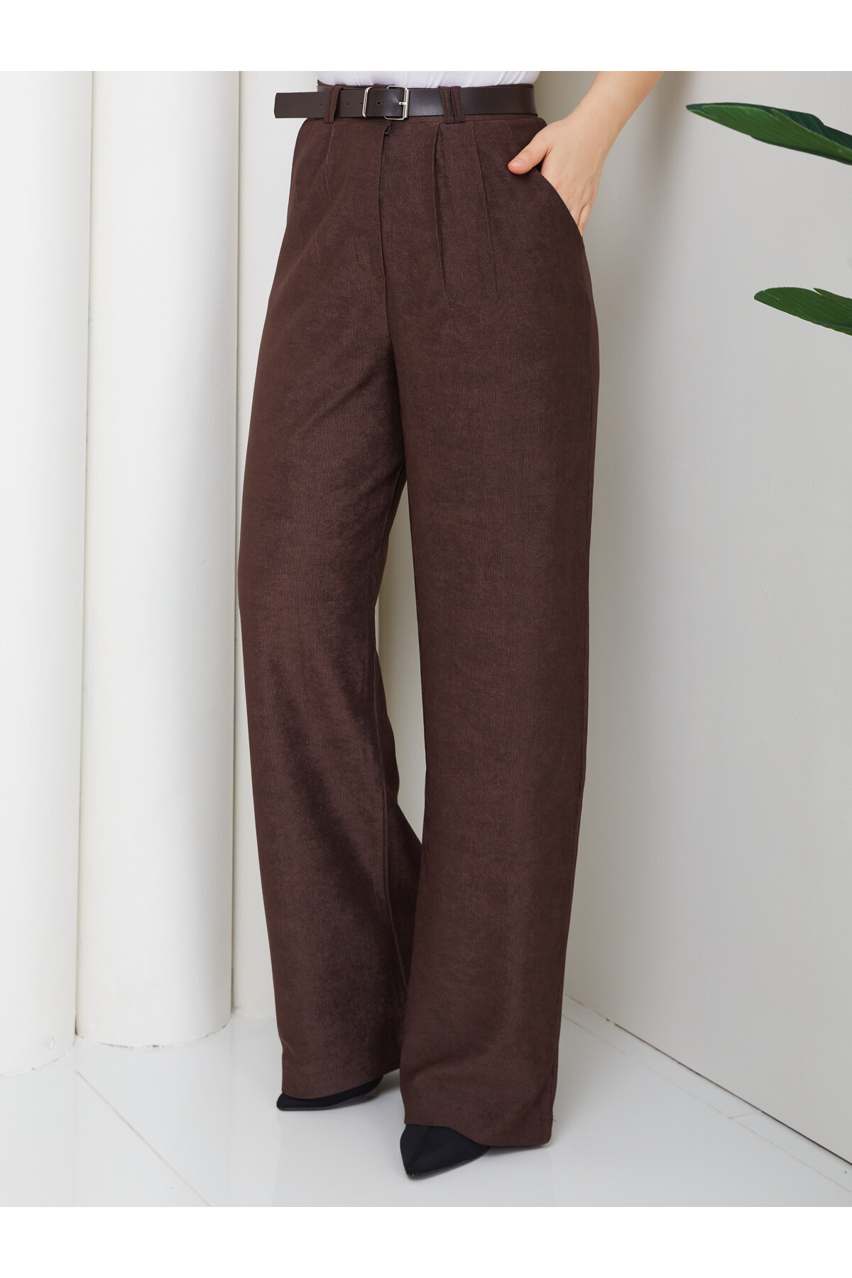 KEMER DETAY MASSİMO PANTOLON - ACI KAHVE