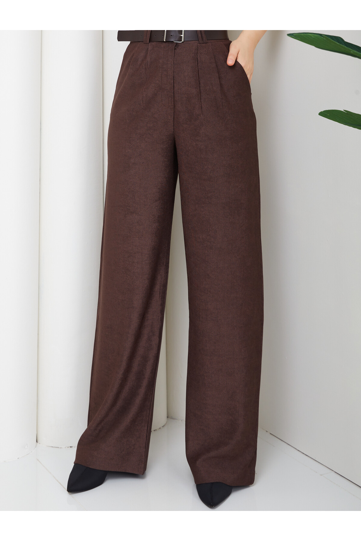 KEMER DETAY MASSİMO PANTOLON - ACI KAHVE