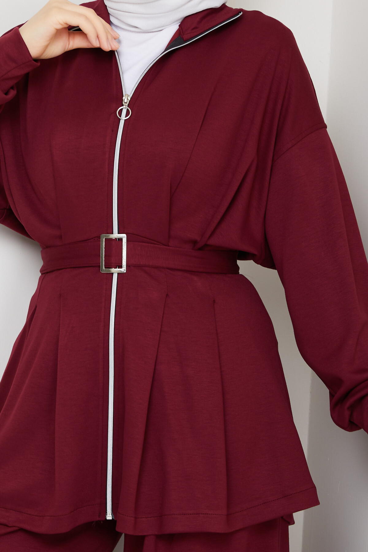 Kemerli Bol Paça Takım Bordo