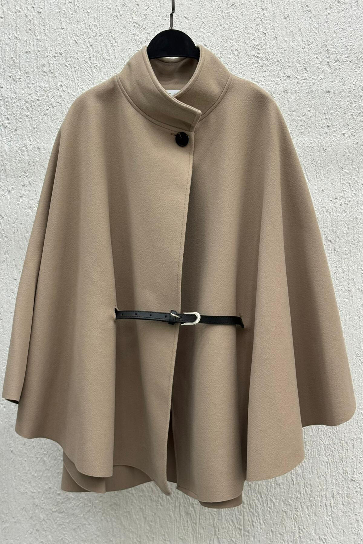 Kemerli Kaşe Panço Krem