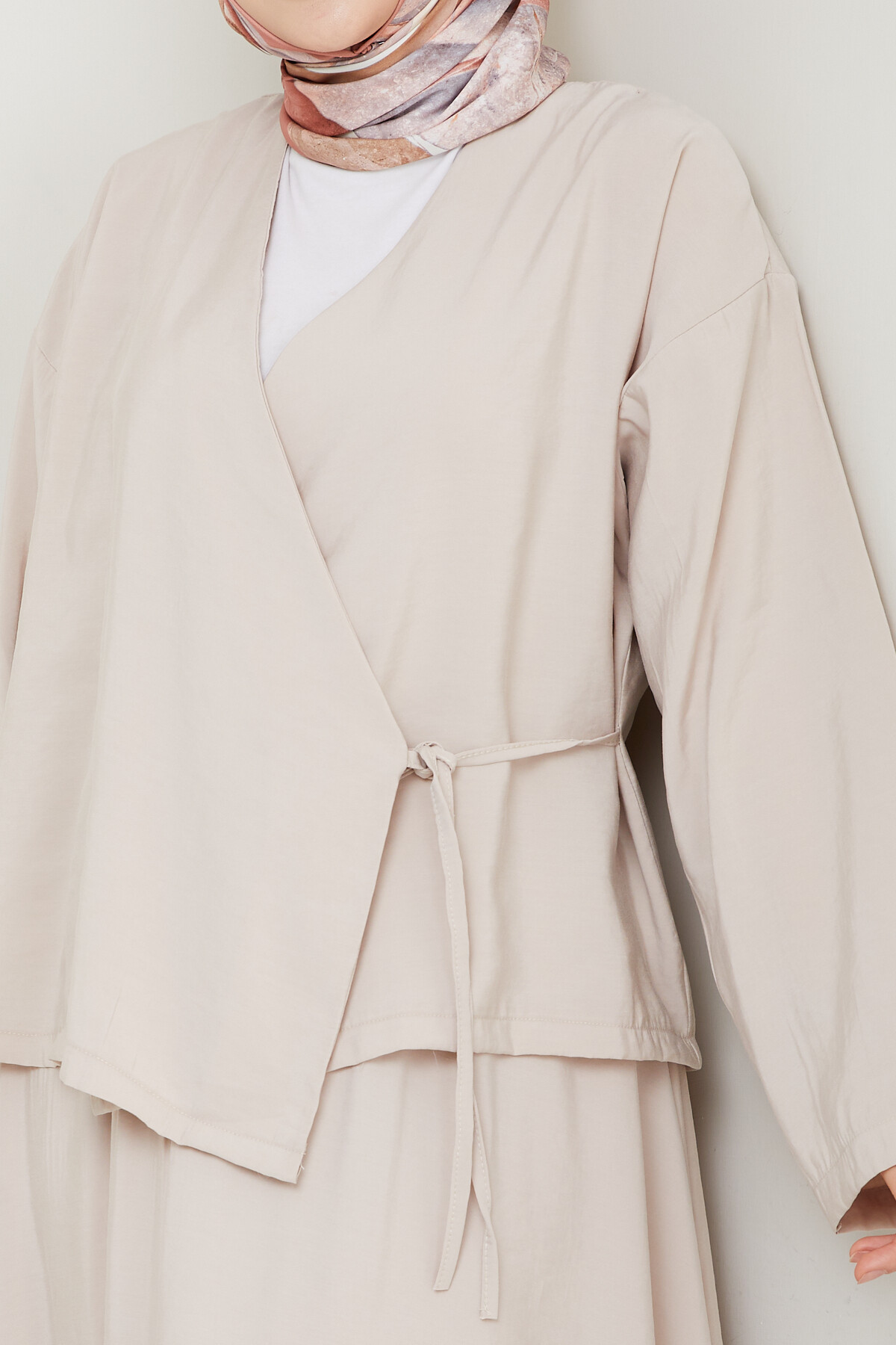 KİMONOLU ETEKLİ TAKIM-KREM