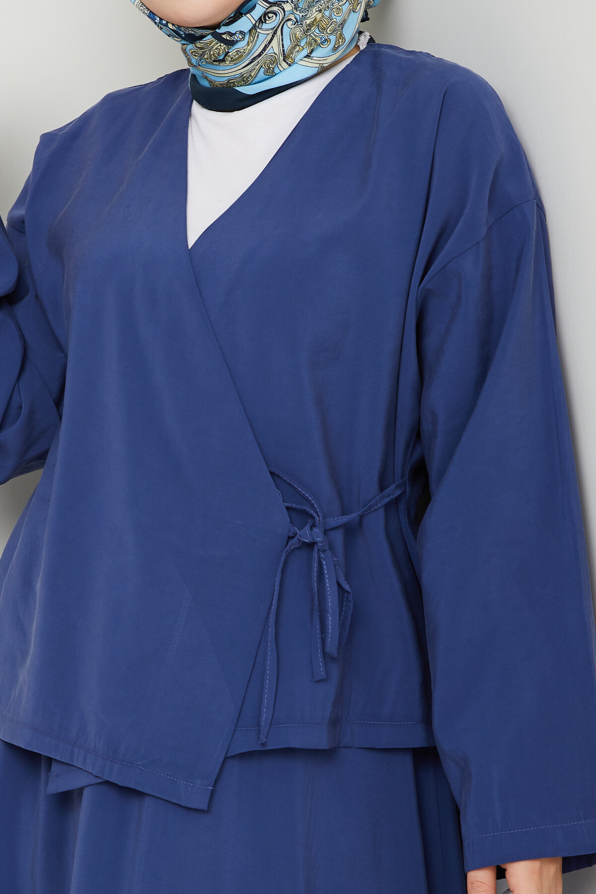 KİMONOLU ETEKLİ TAKIM-LACİVERT