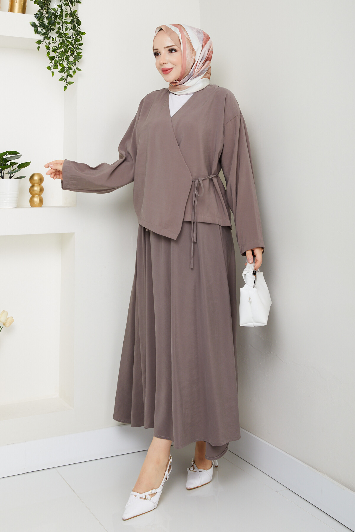 KİMONOLU ETEKLİ TAKIM-VİZON