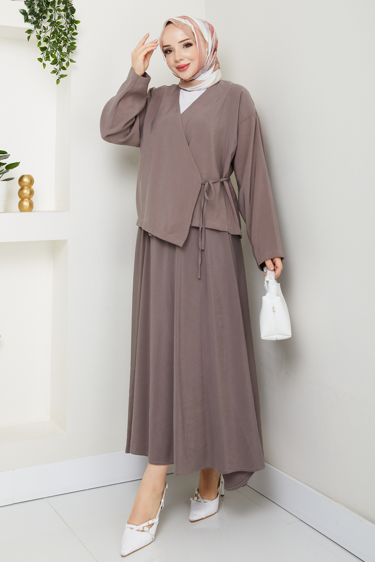 KİMONOLU ETEKLİ TAKIM-VİZON