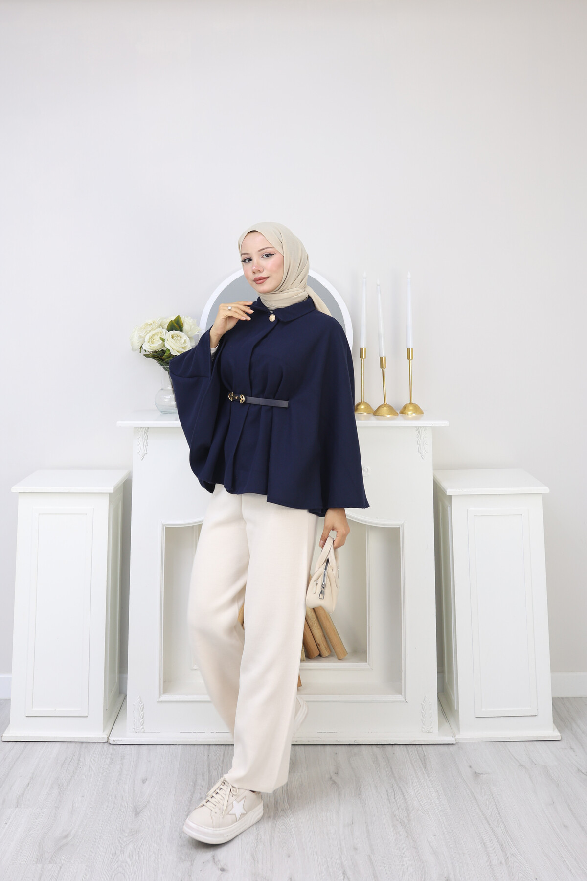 KISA  KEMERLİ PANÇO -LACİVERT