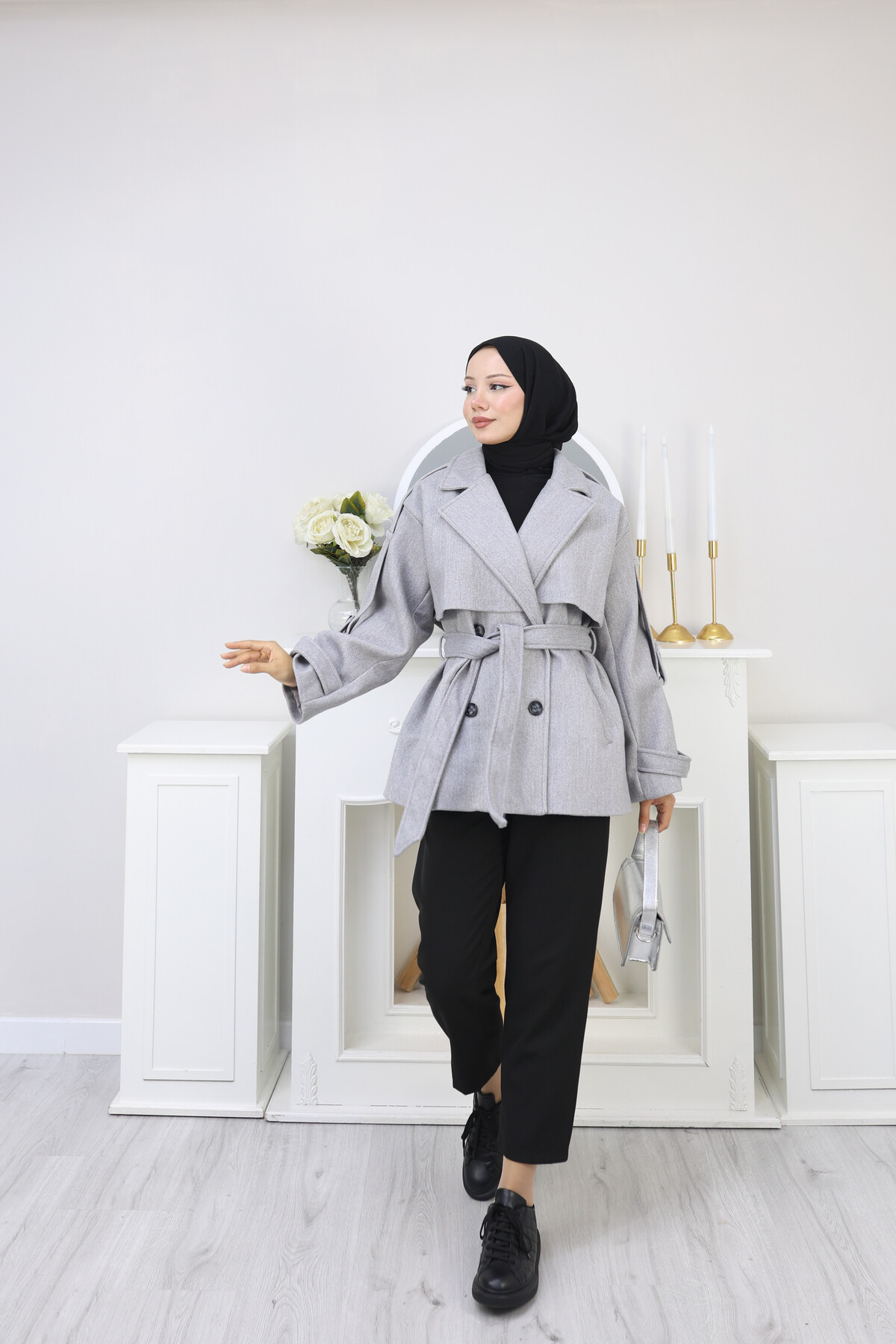 KISA TASARIM KABAN -GRİ