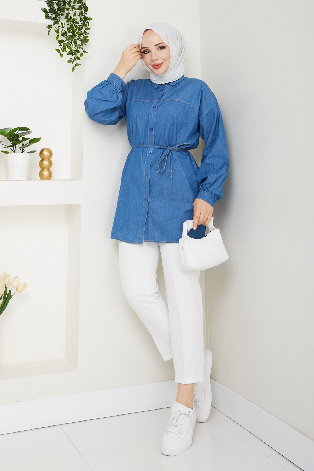 KOT BAĞCIKLI GÖMLEK-LACİVERT