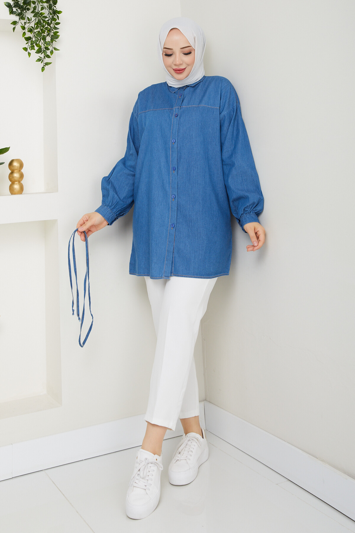 KOT BAĞCIKLI GÖMLEK-LACİVERT