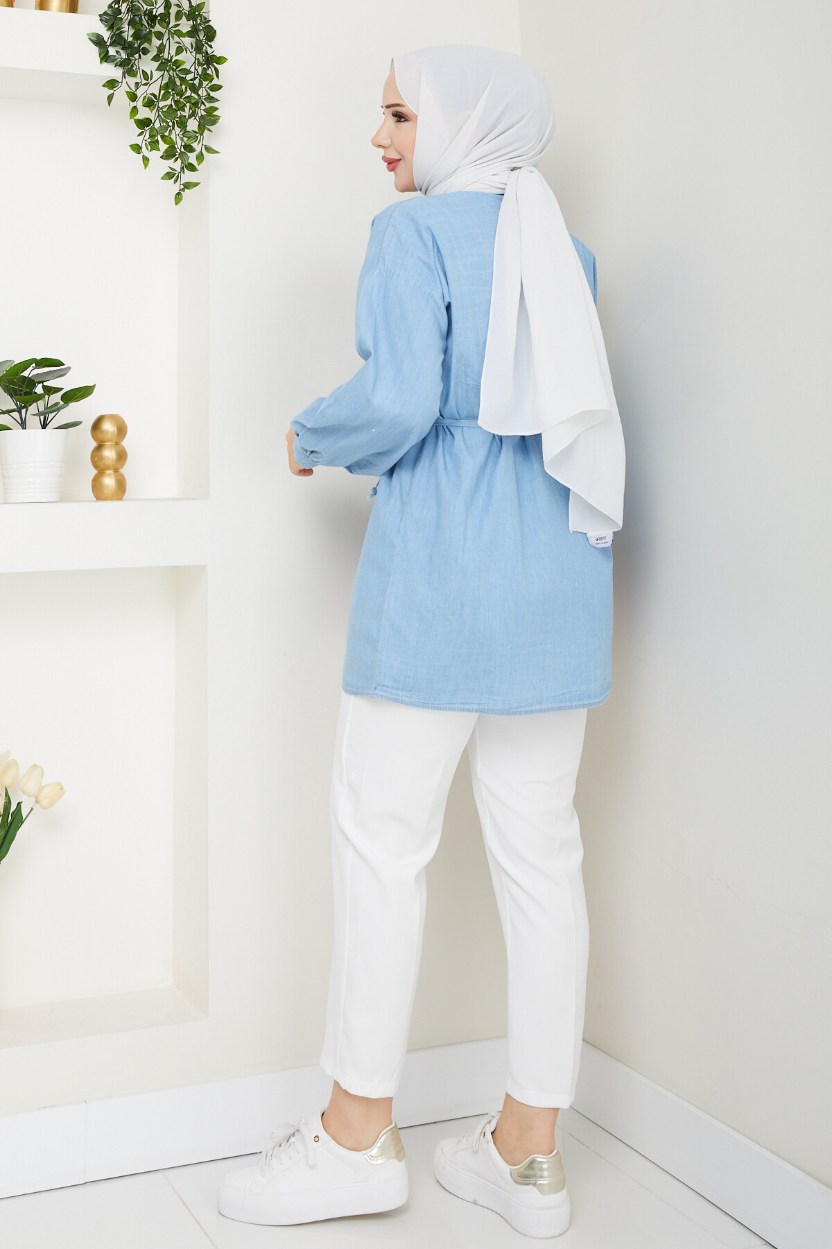 KOT BAĞCIKLI GÖMLEK-MAVİ