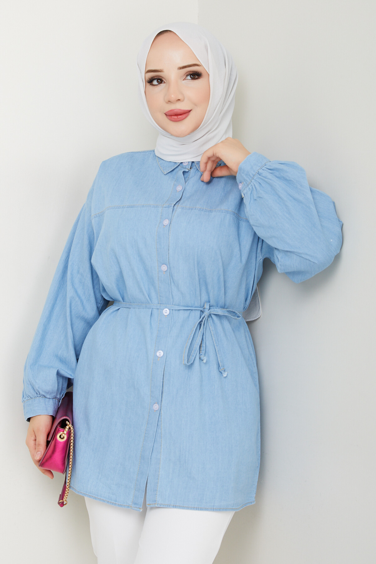 KOT BAĞCIKLI GÖMLEK-MAVİ