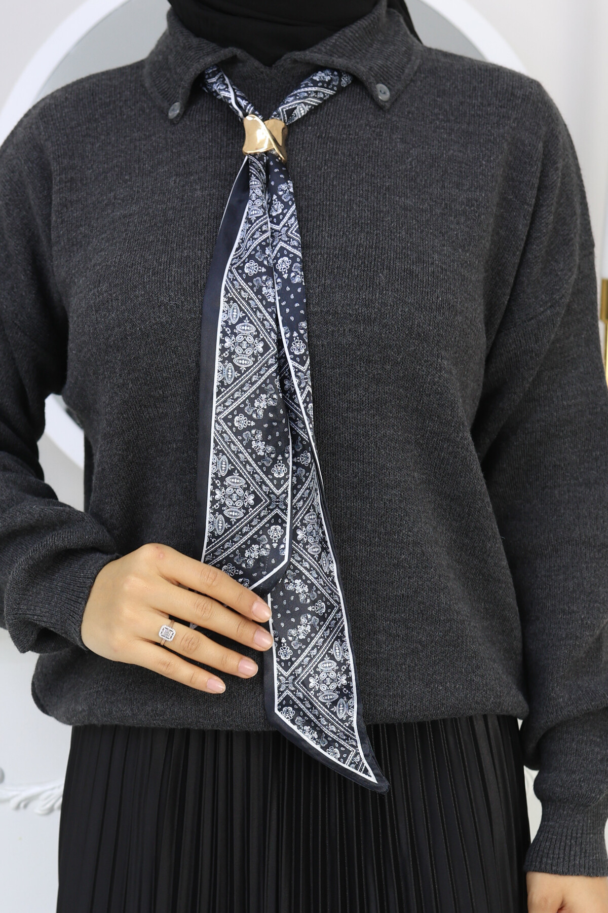 KRAVAT DETAY KAZAK - FÜME