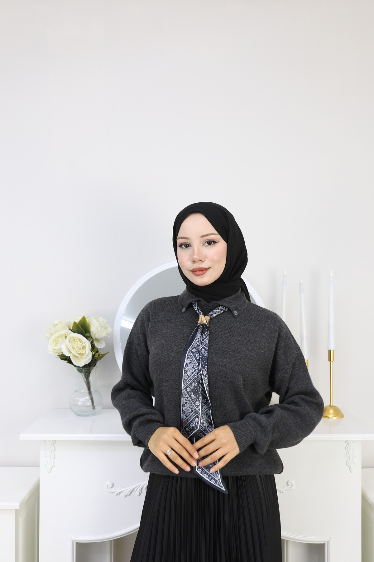 KRAVAT DETAY KAZAK - FÜME