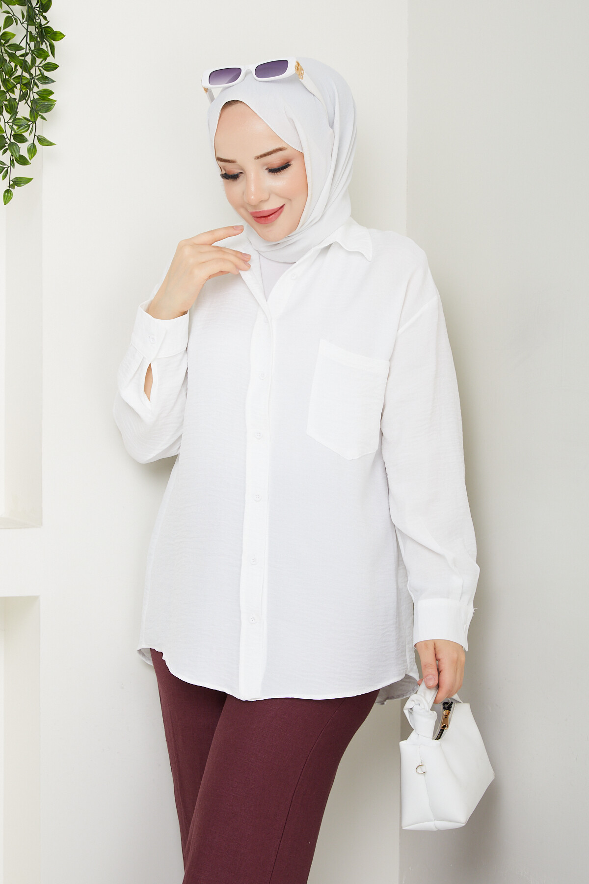 KRMT KIRIŞIK KETEN GÖMLEK-BEYAZ