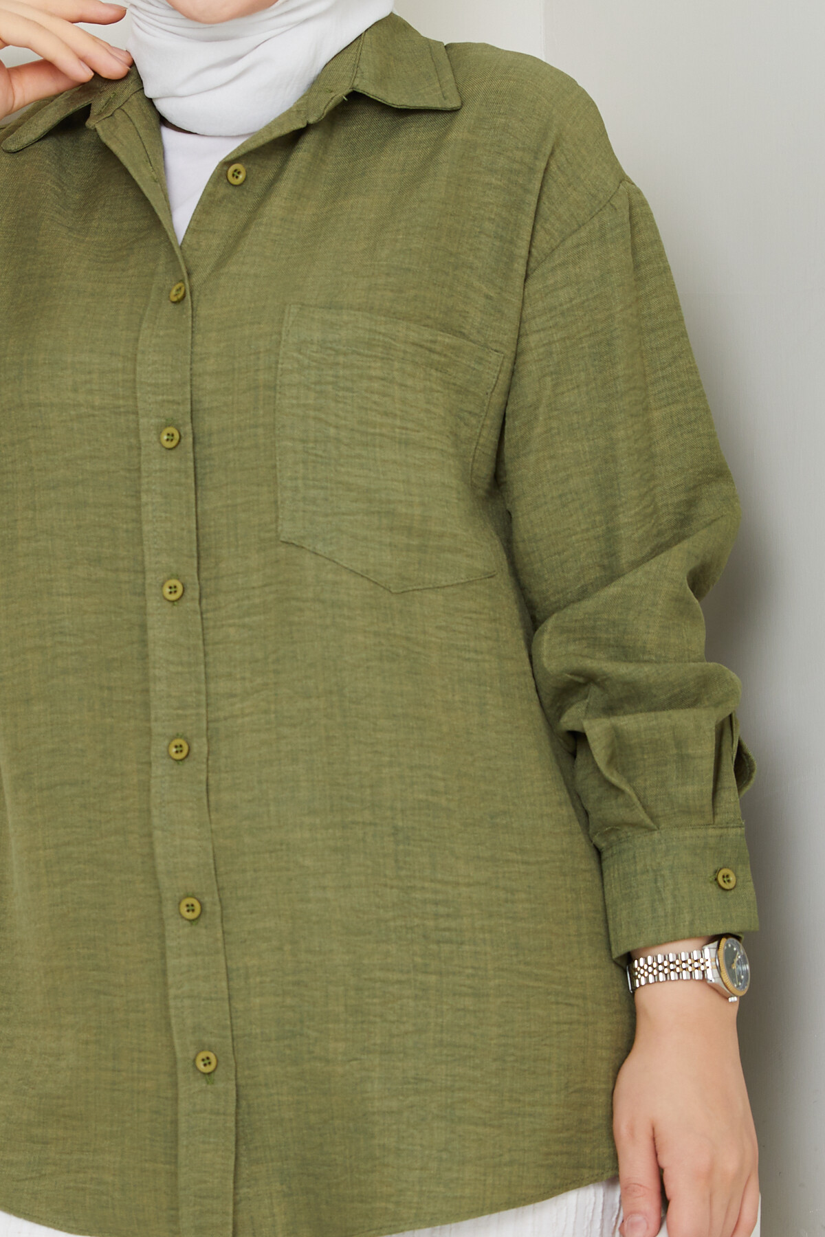 KRMT KIRIŞIK KETEN GÖMLEK-YEŞİL