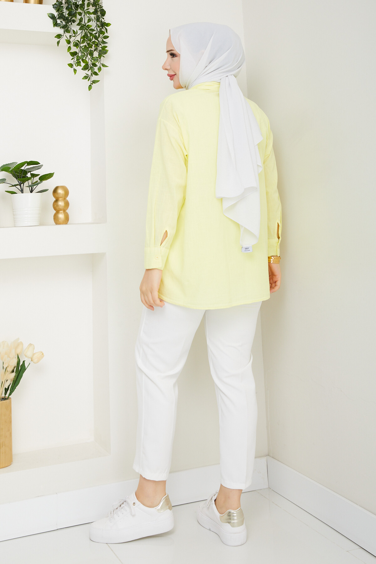 KRMT TEK CEPLİ KETEN GÖMLEK-SARI