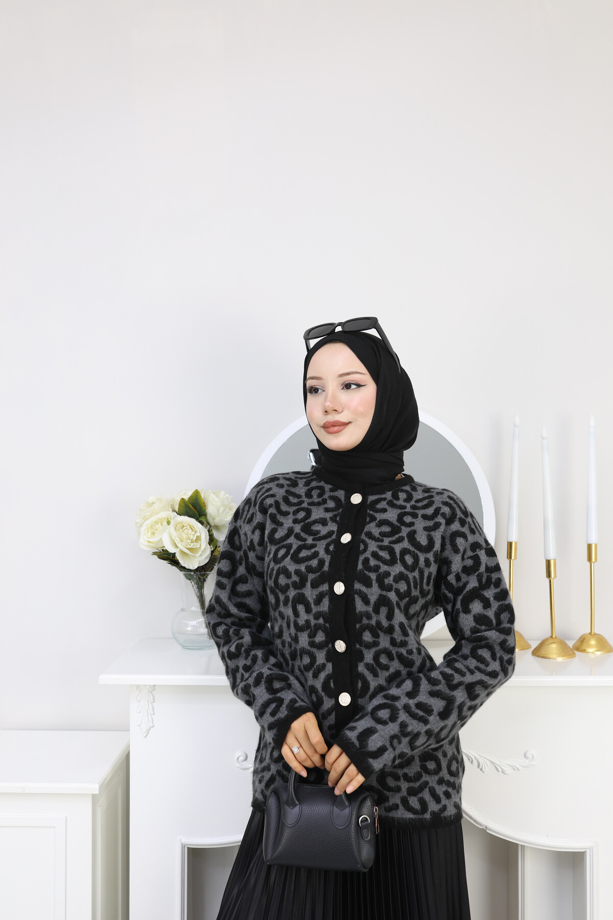 LEOPAR DESEN KOMBİN -SİYAH