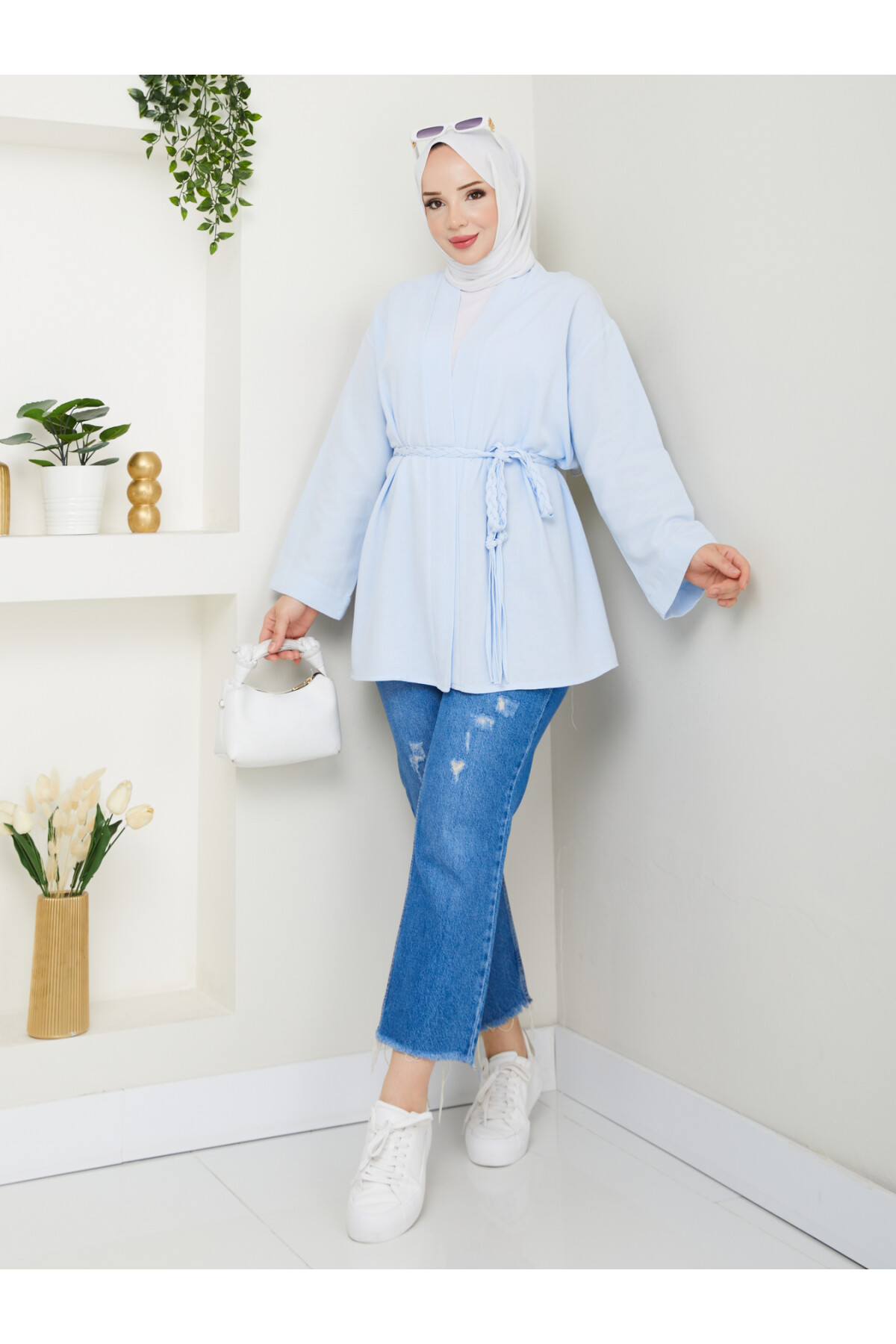 MİLANO KETEN KİMONO-BEBE MAVİ