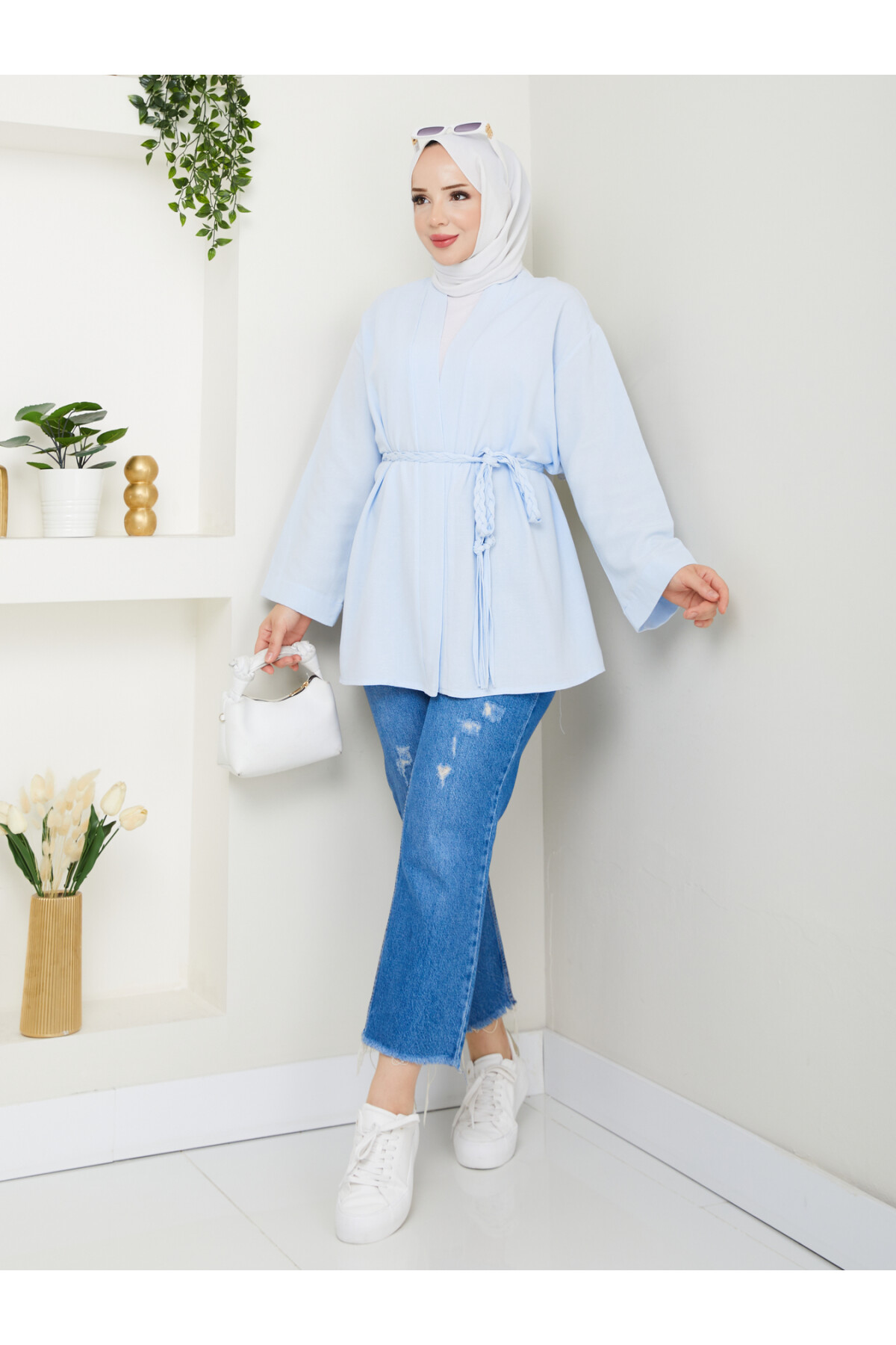 MİLANO KETEN KİMONO-BEBE MAVİ