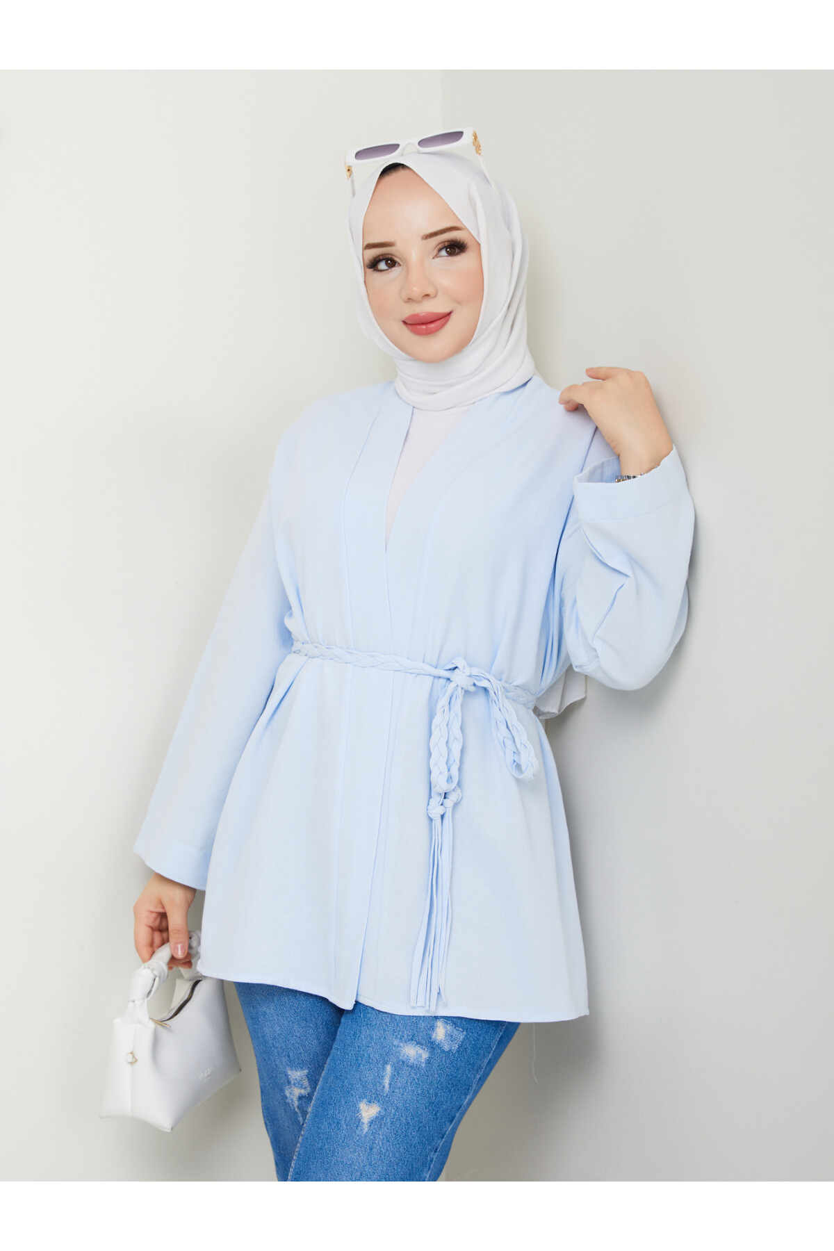 MİLANO KETEN KİMONO-BEBE MAVİ