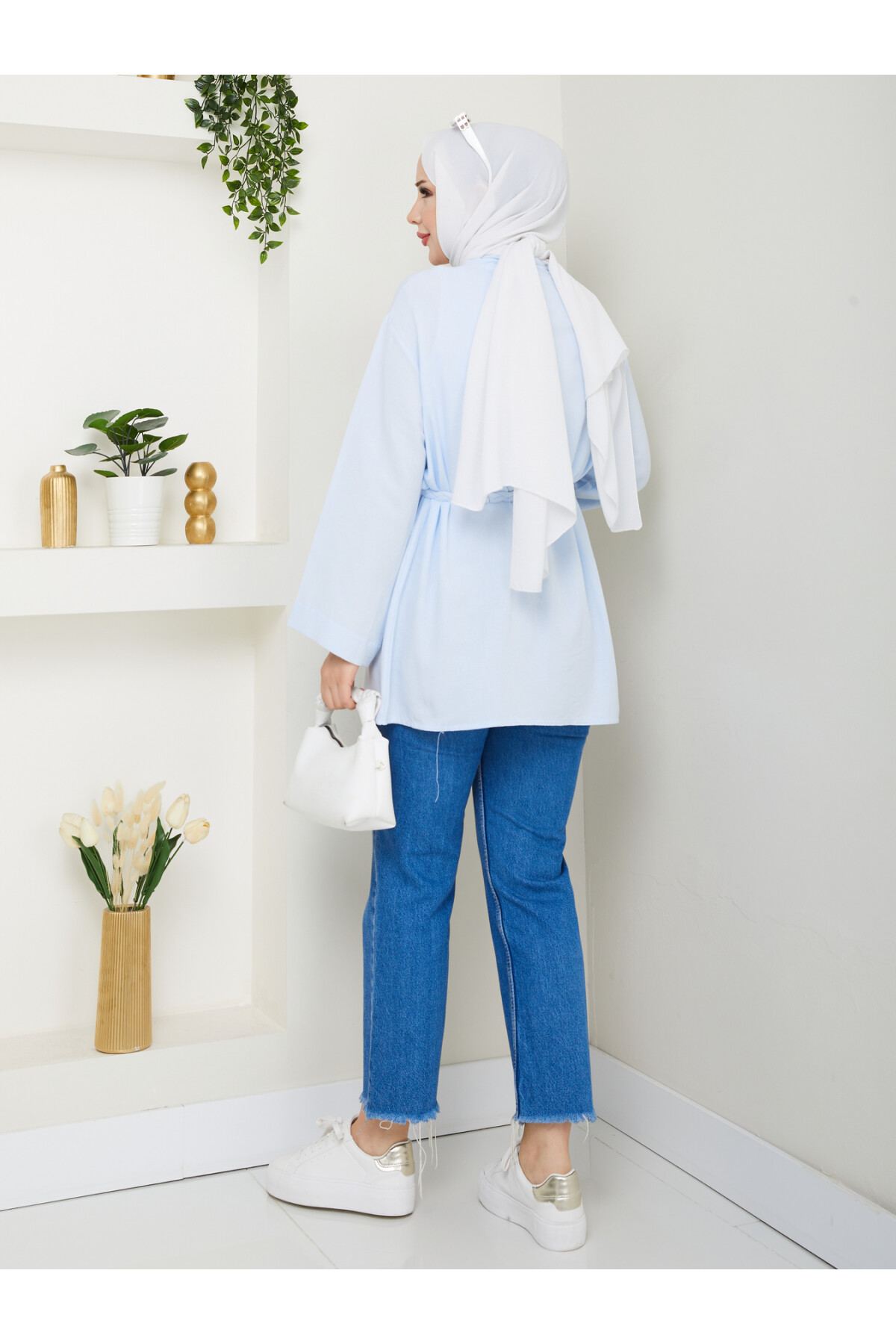 MİLANO KETEN KİMONO-BEBE MAVİ