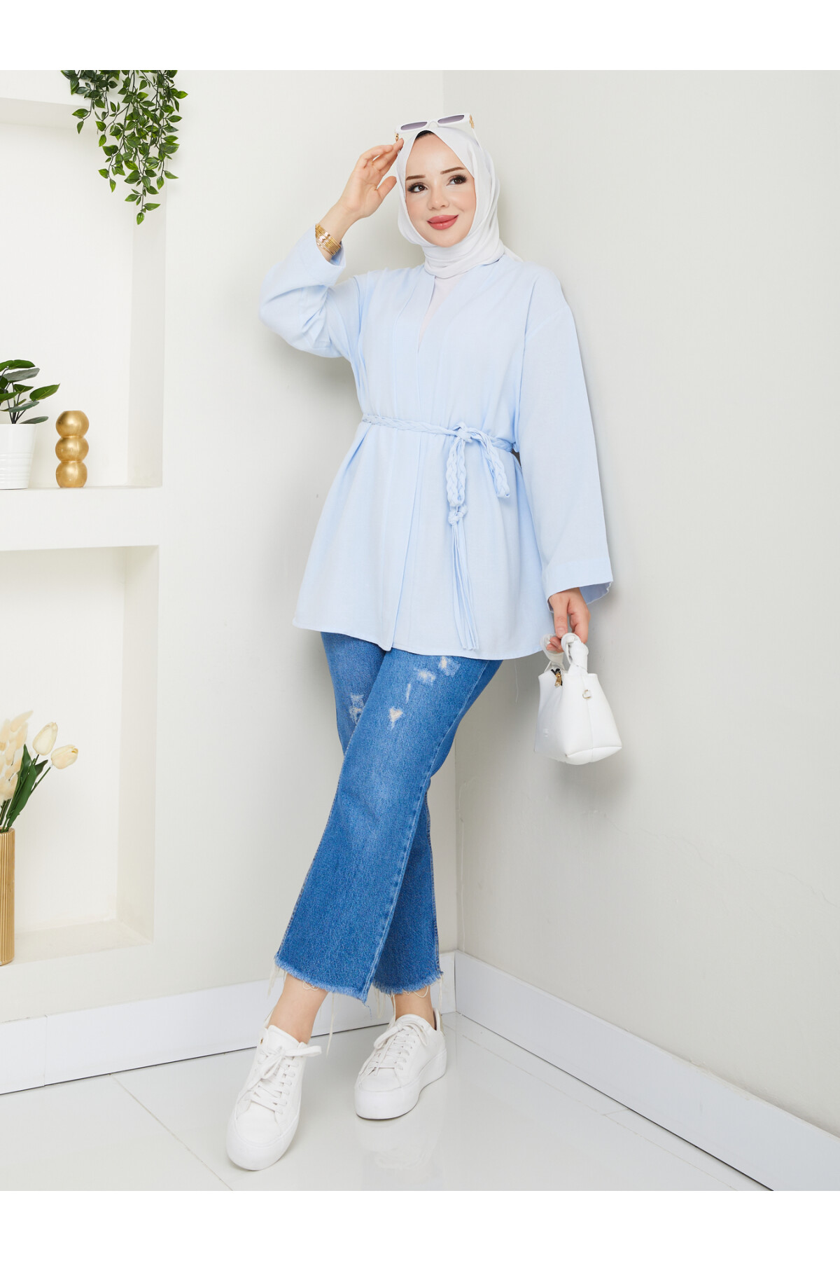 MİLANO KETEN KİMONO-BEBE MAVİ