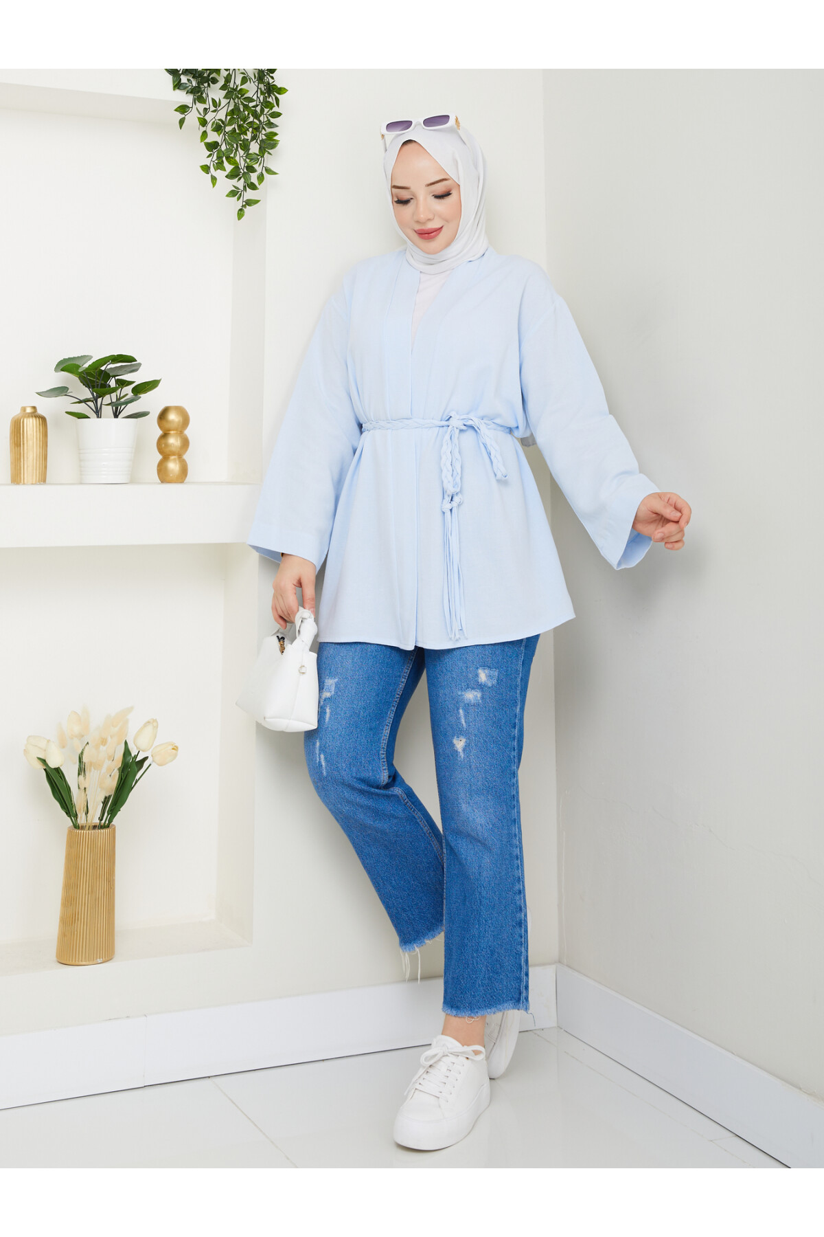 MİLANO KETEN KİMONO-BEBE MAVİ