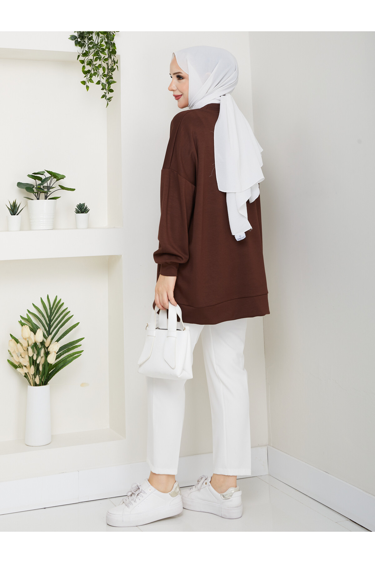 MY OVERSİZE DÜZ SWEAT -ACI KAHVE