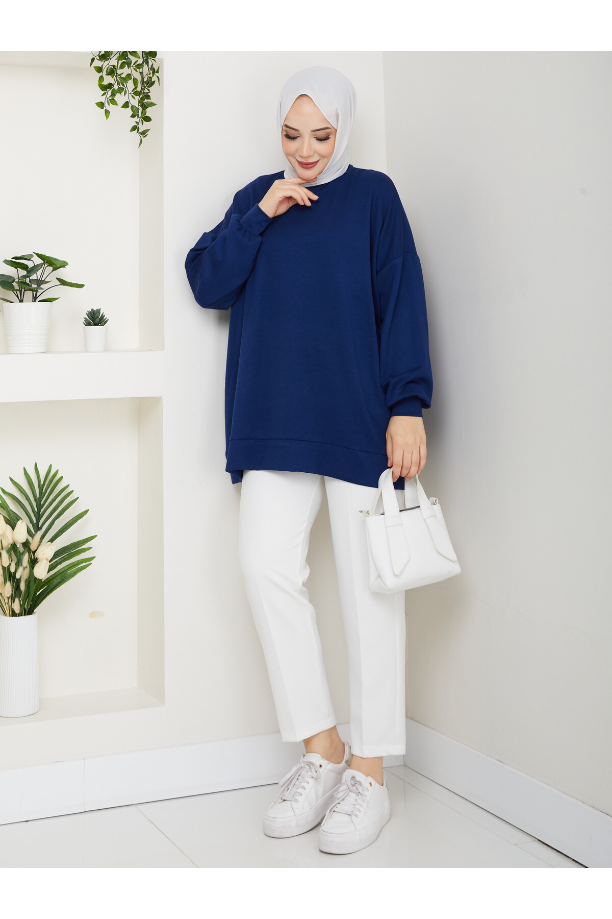 MY OVERSİZE DÜZ SWEAT -LACİVERT