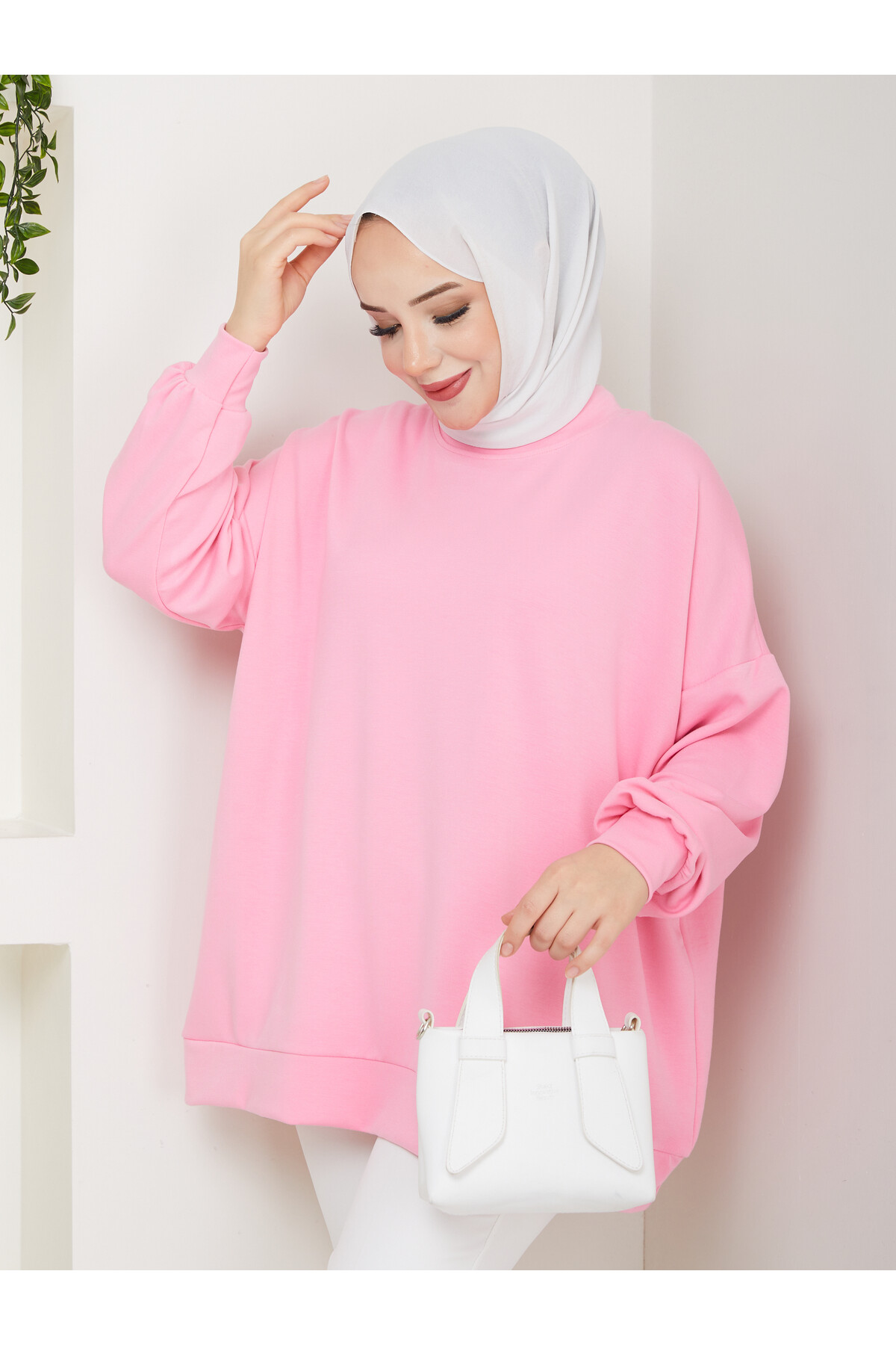 MY OVERSİZE DÜZ SWEAT -PEMBE