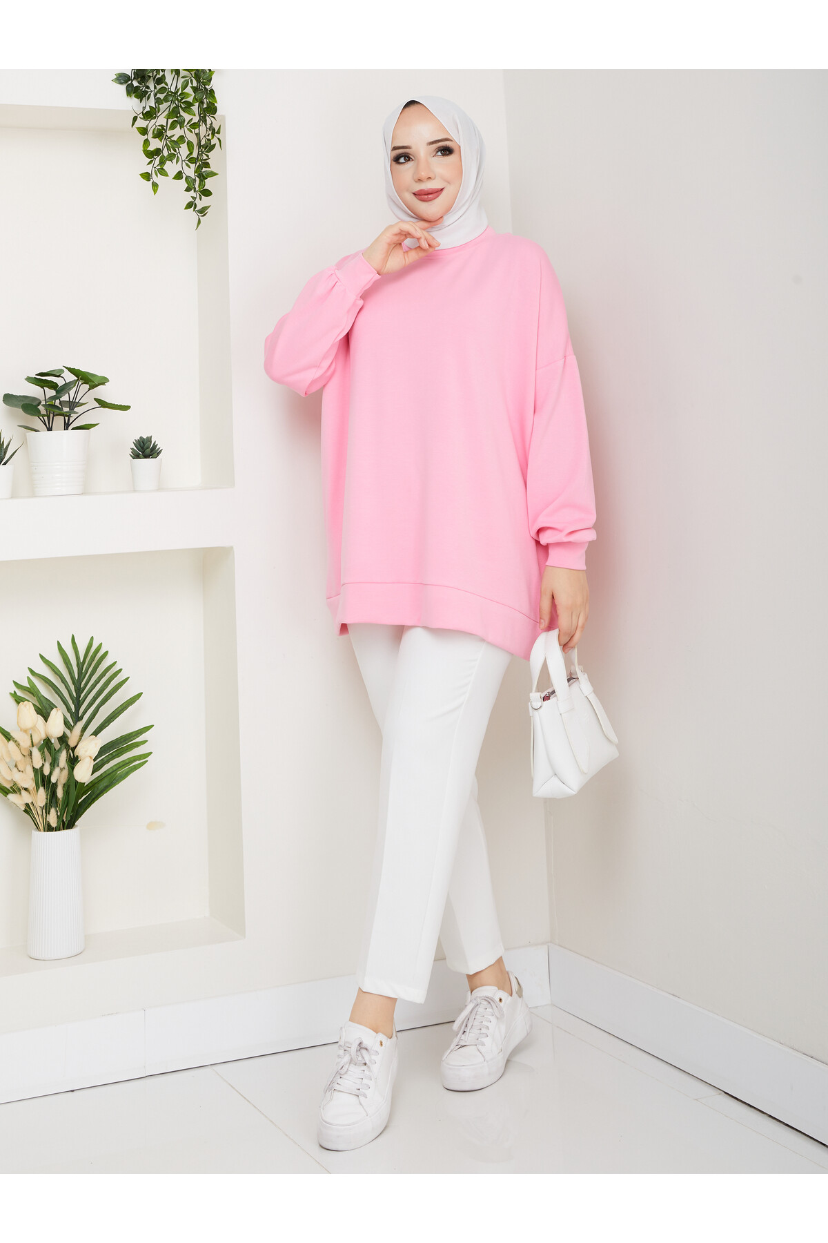 MY OVERSİZE DÜZ SWEAT -PEMBE