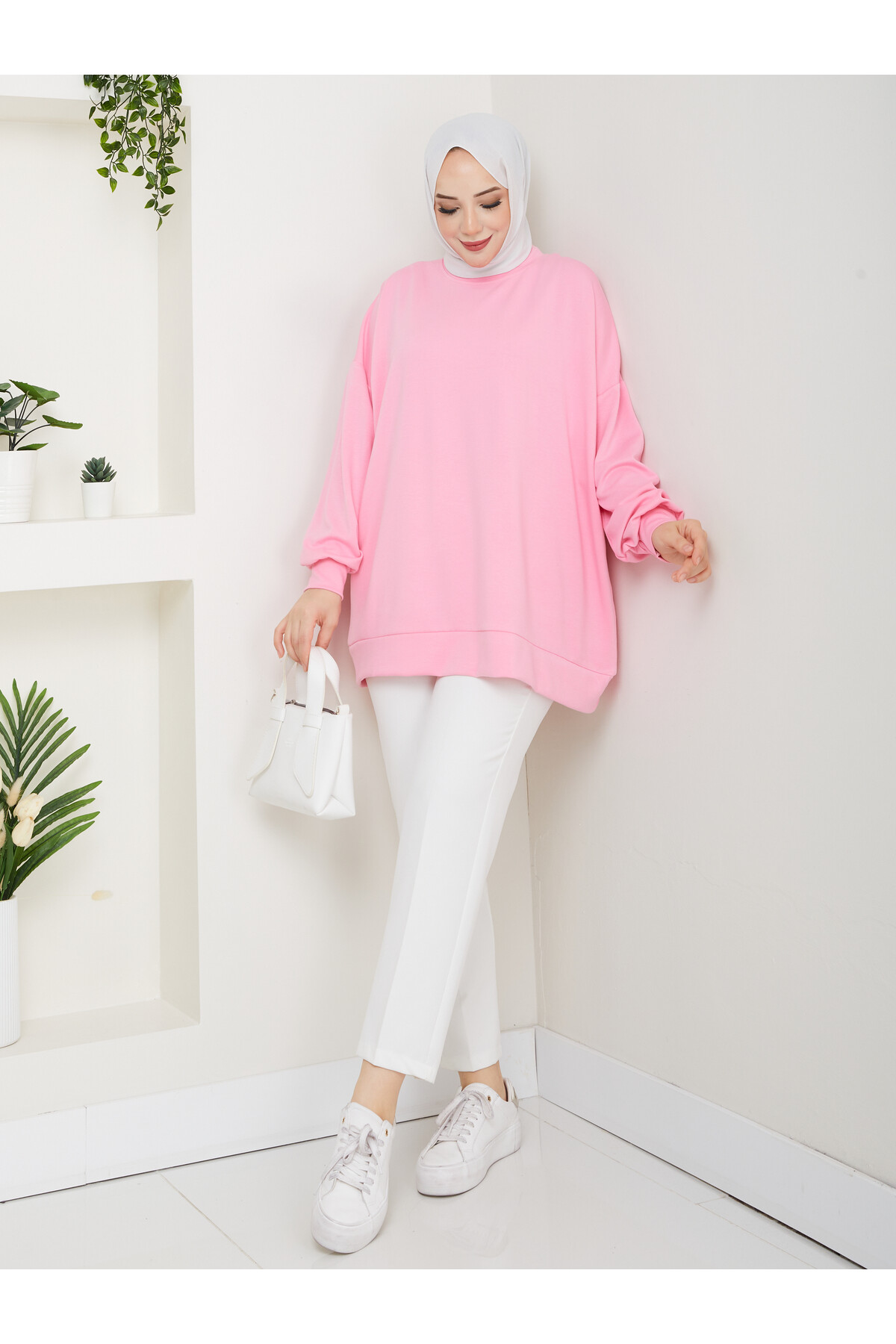 MY OVERSİZE DÜZ SWEAT -PEMBE