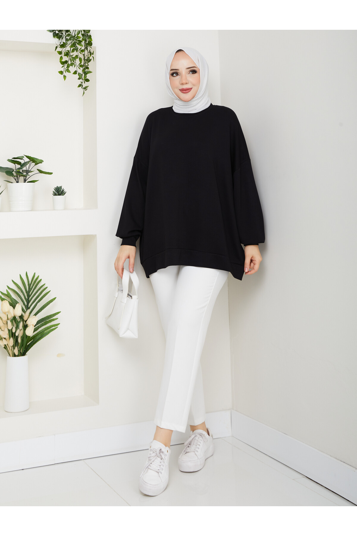 MY OVERSİZE DÜZ SWEAT -SİYAH