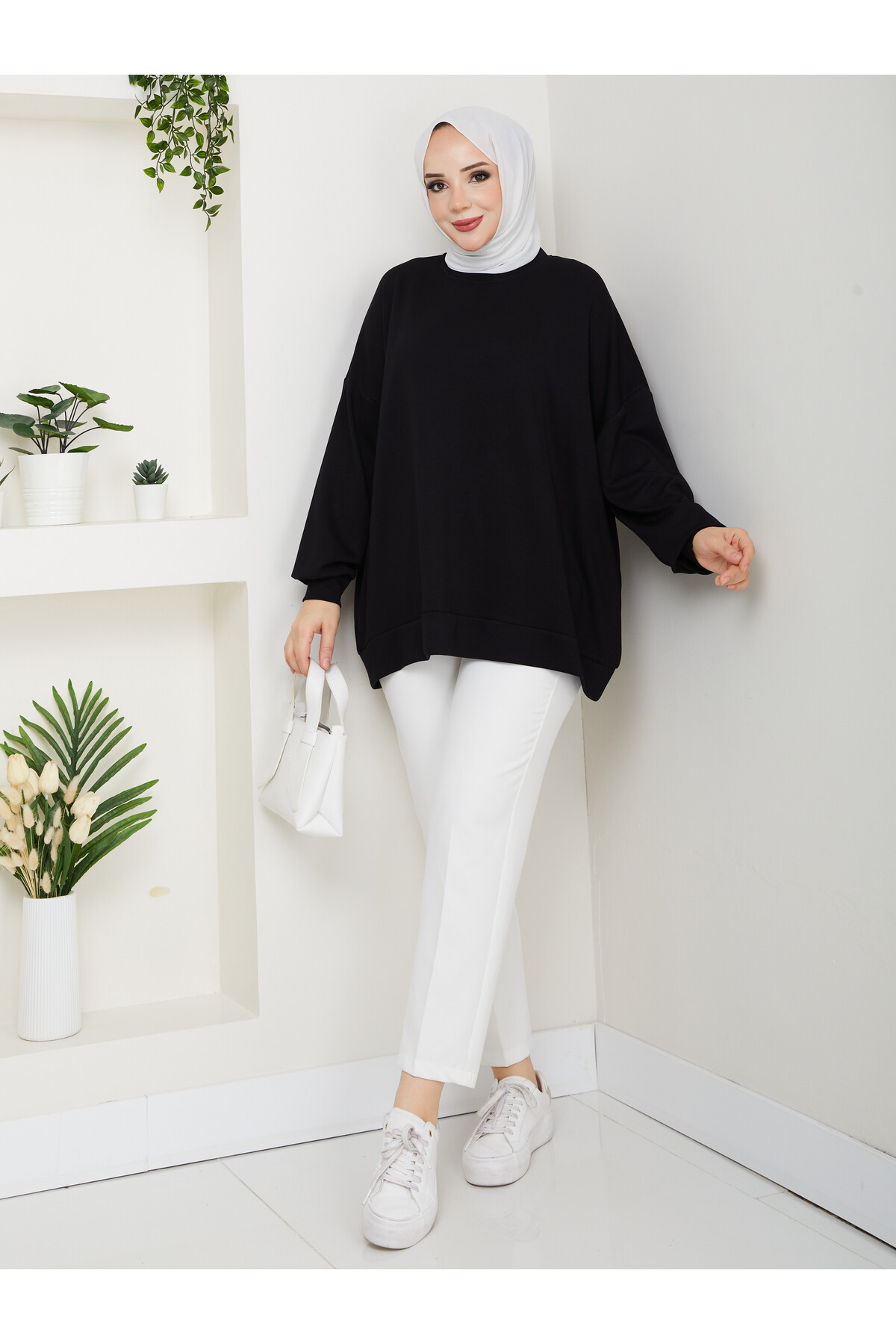 MY OVERSİZE DÜZ SWEAT -SİYAH