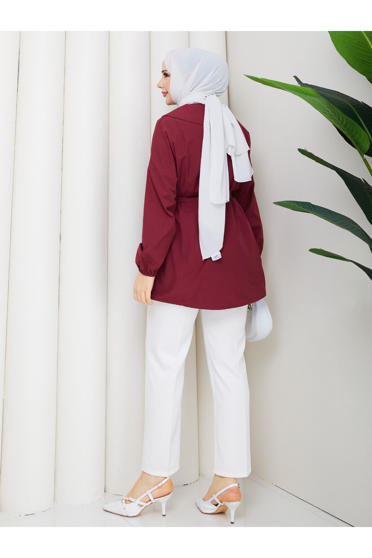 NERVÜRLÜ DENİZCİ YAKA GÖMLEK - BORDO