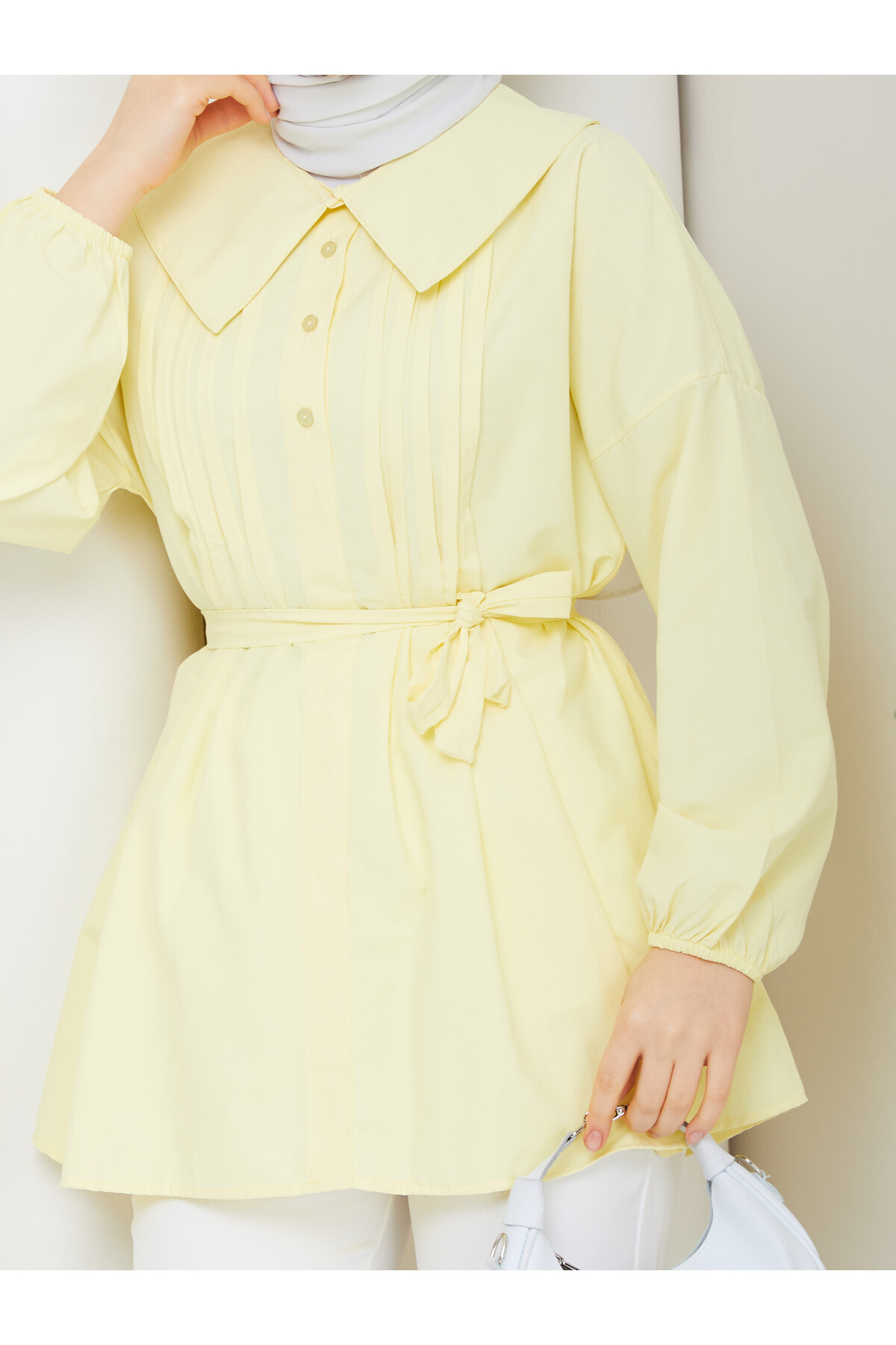 NERVÜRLÜ DENİZCİ YAKA GÖMLEK KOMBİN - SARI