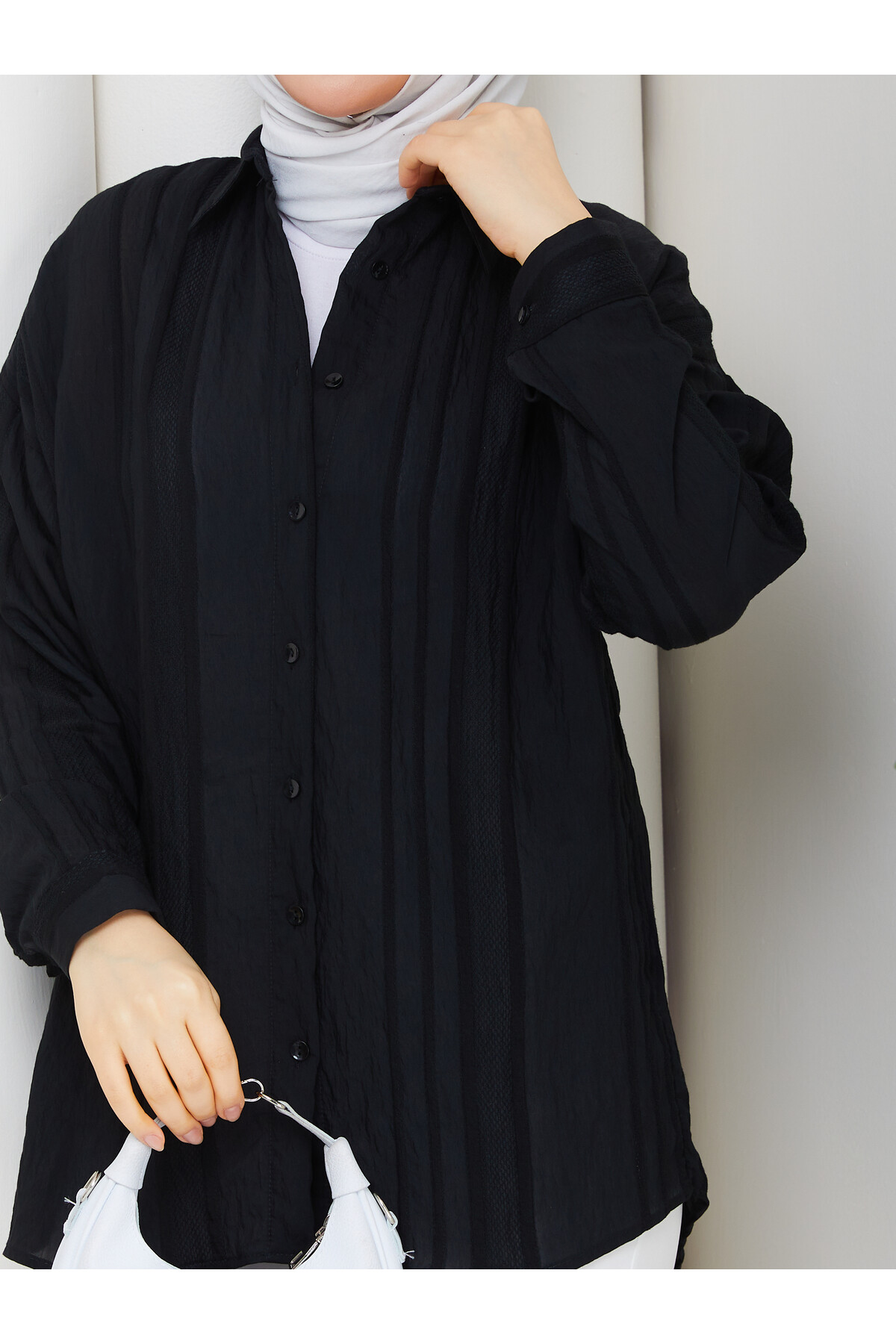 NESLİ OVERSİZE GÖMLEK - SİYAH