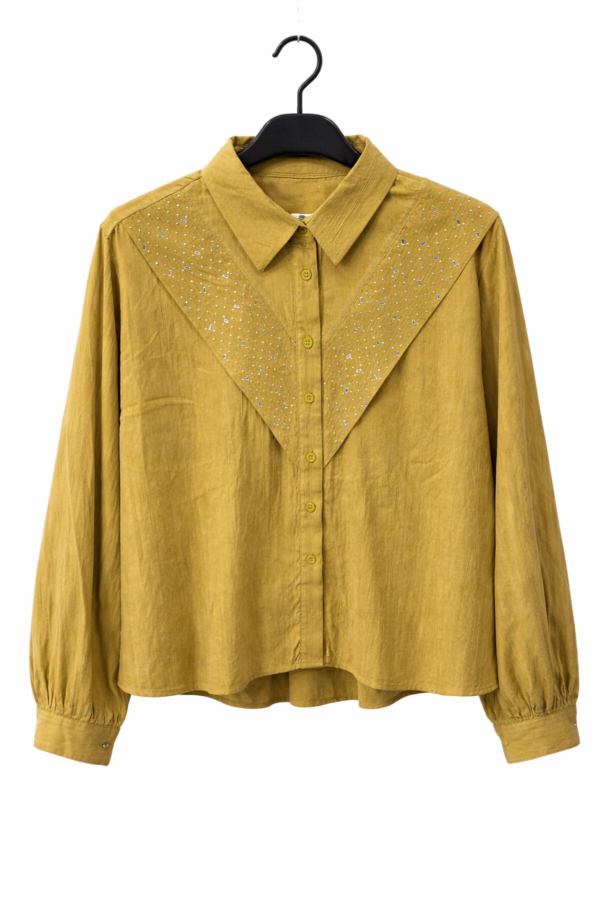 NUBUK V TAŞLI ETEKLİ TAKIM - HARDAL