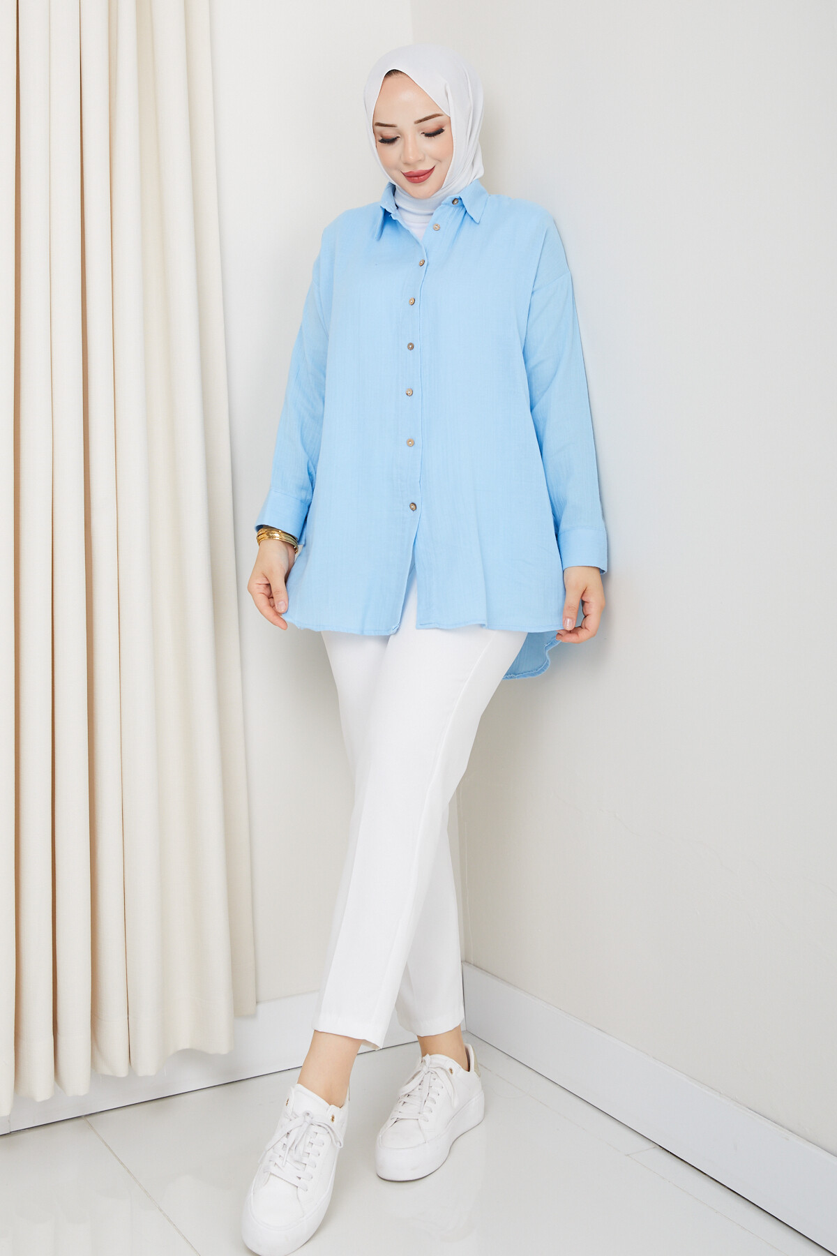 NV TAHTA DÜĞMELİ GÖMLEK-BEBE MAVİ