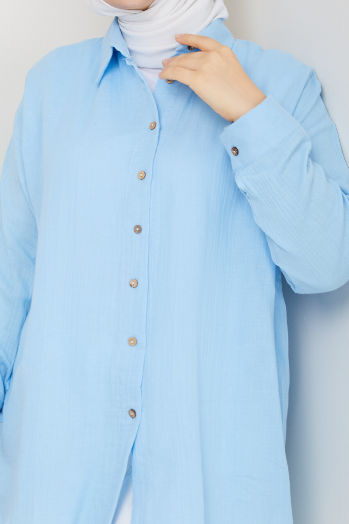 NV TAHTA DÜĞMELİ GÖMLEK-BEBE MAVİ